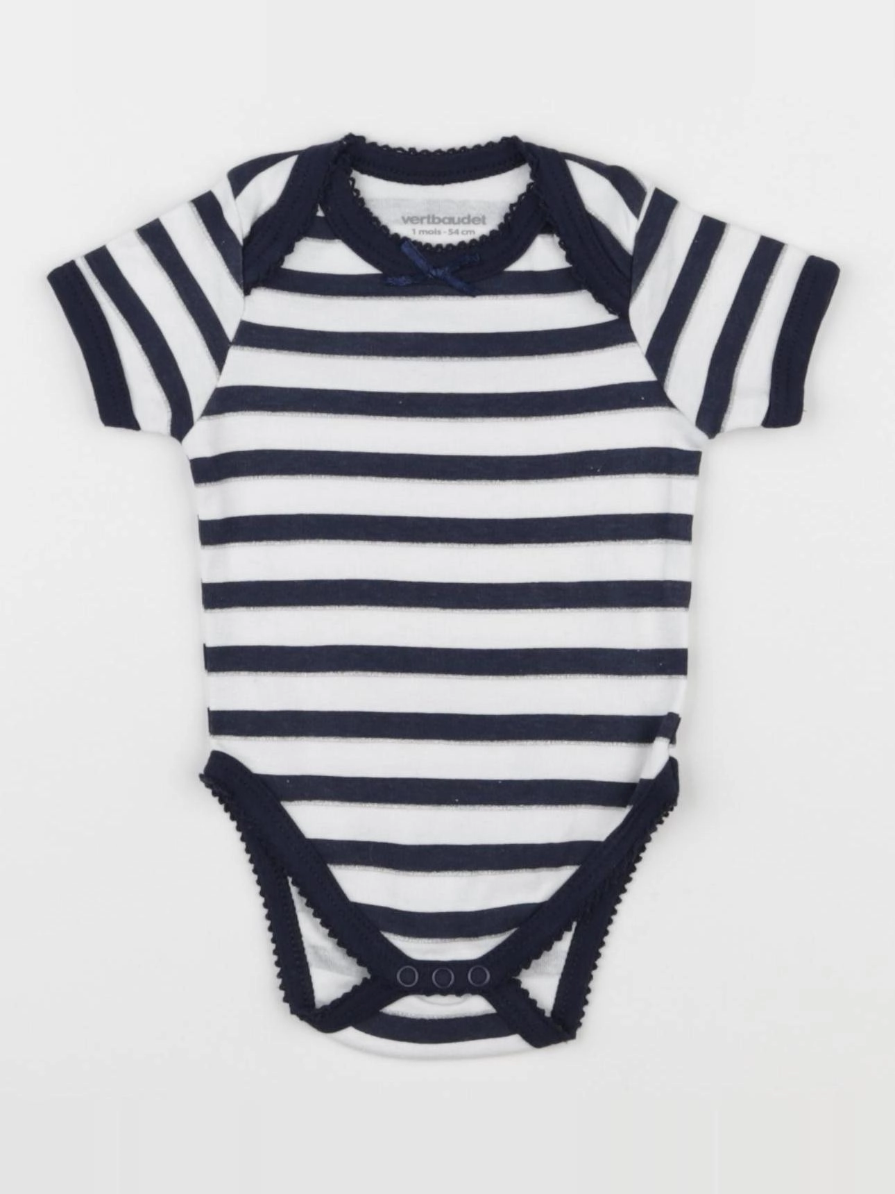 Vertbaudet - body bleu, blanc - 1 mois