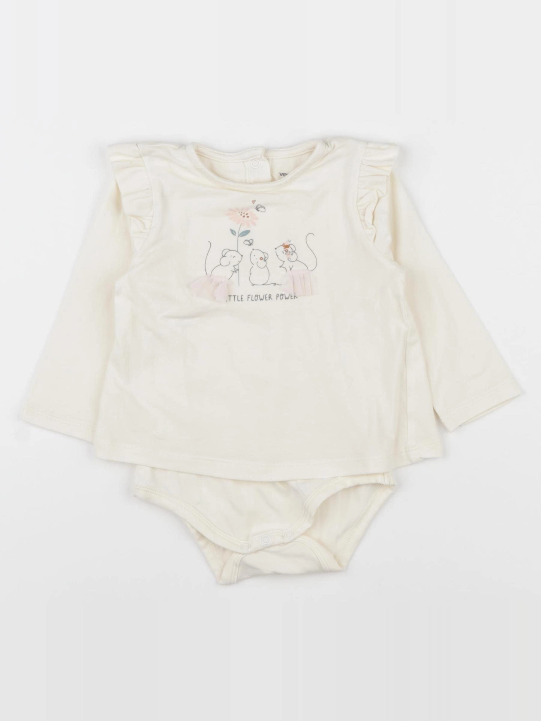 Vertbaudet - body tee-shirt beige - 9 mois