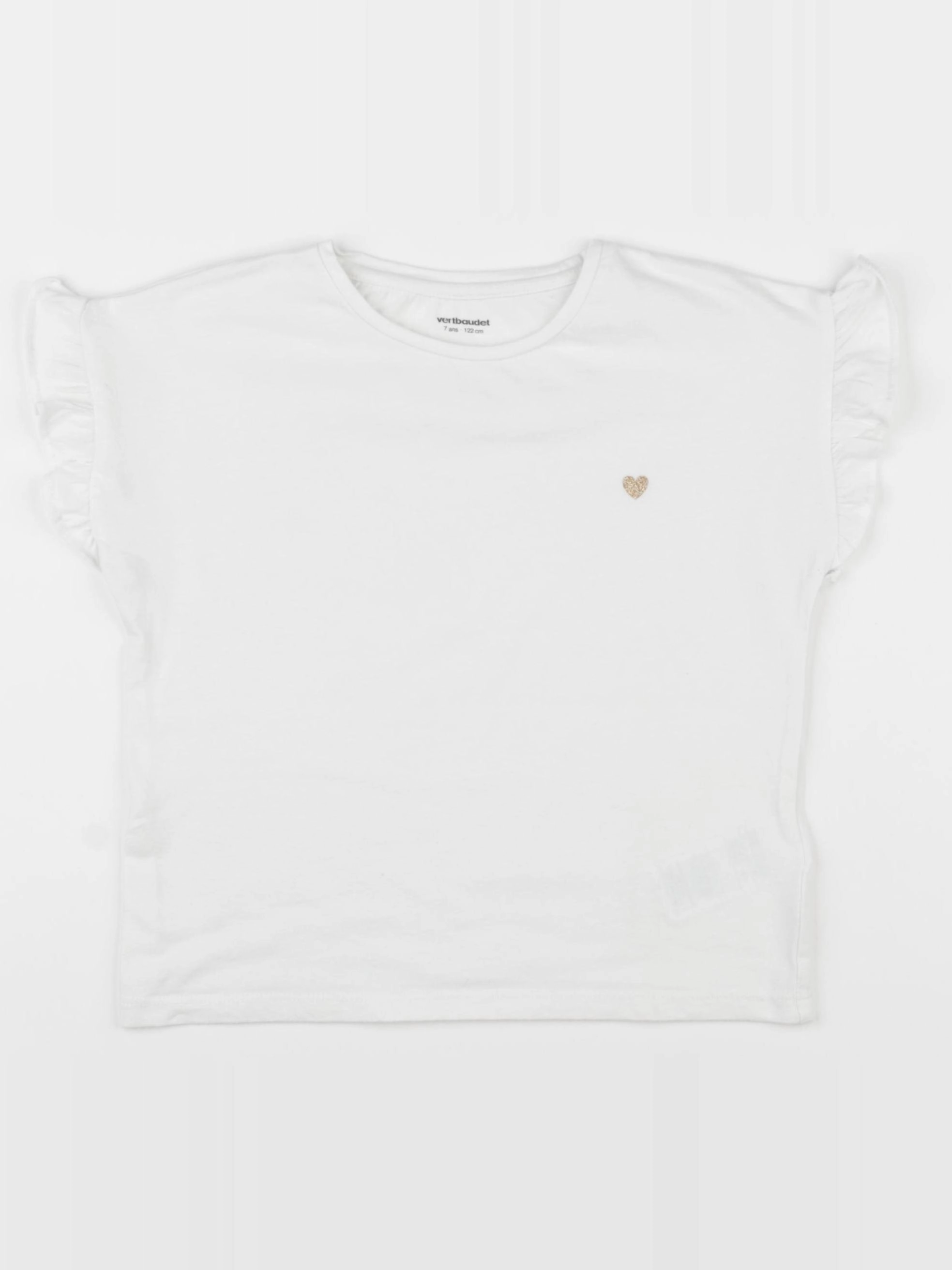 Vertbaudet - tee-shirt blanc - 7 ans