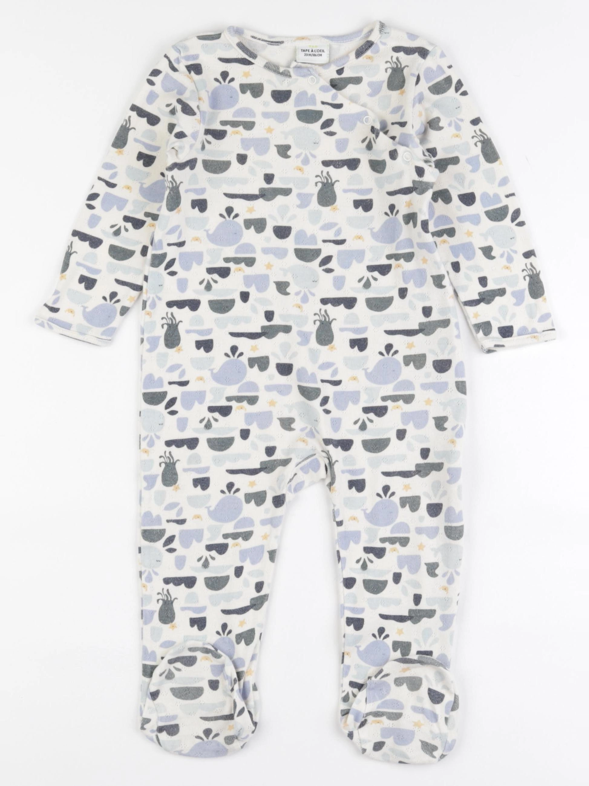 Tape à l'oeil - pyjama coton bleu, beige - 24 mois
