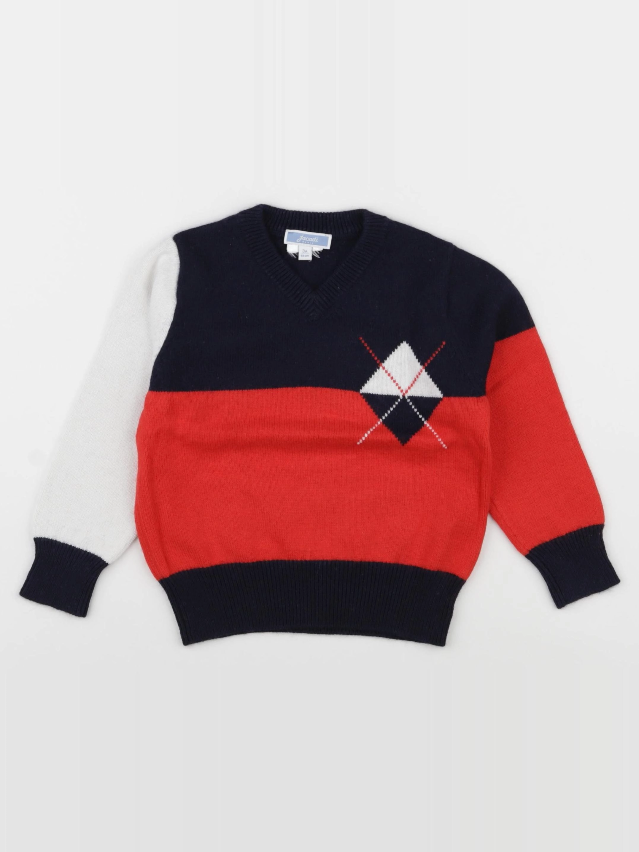 Jacadi - pull bleu, rouge - 3 ans