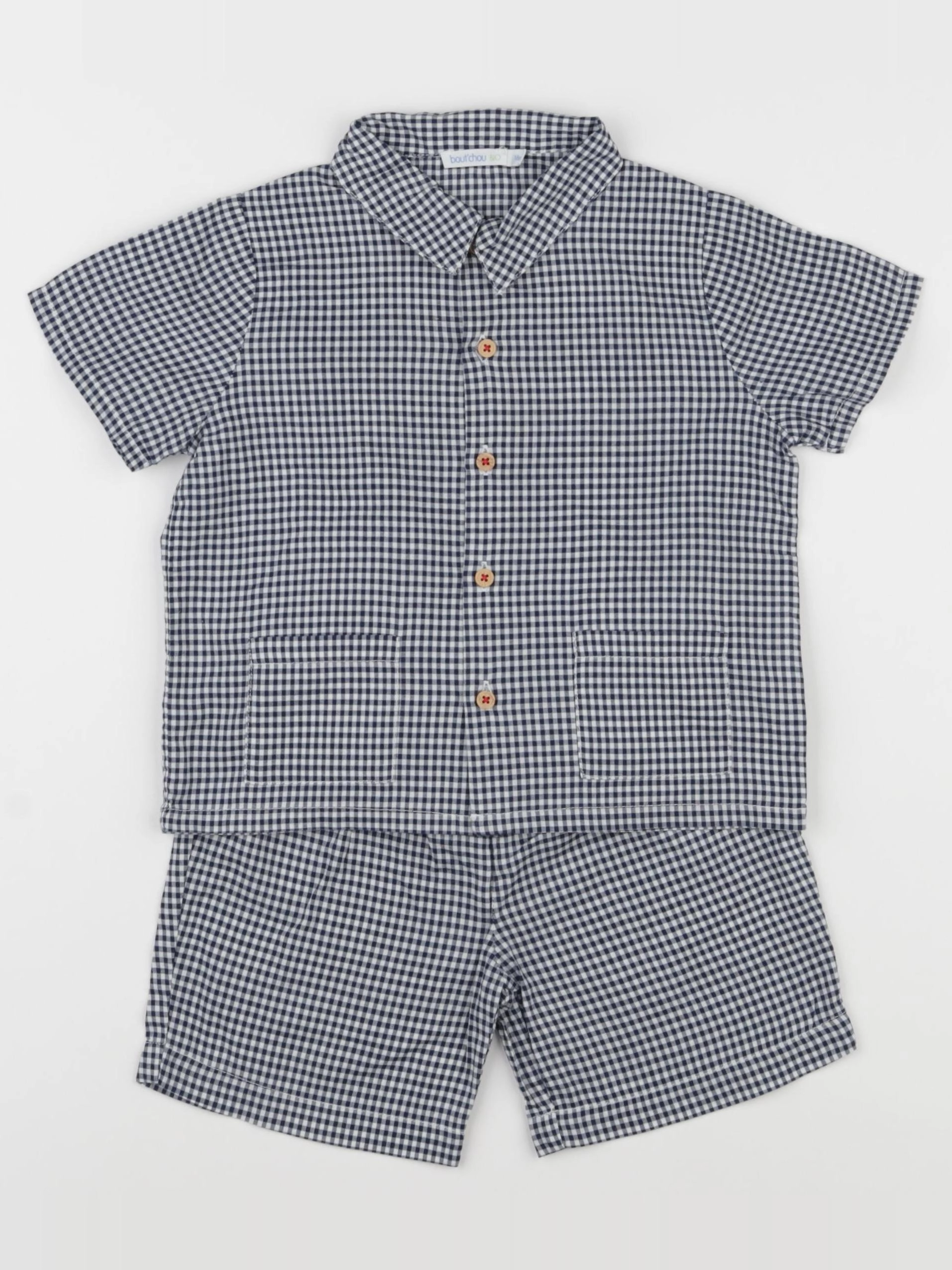 Boutchou - pyjama coton bleu, blanc - 18 mois