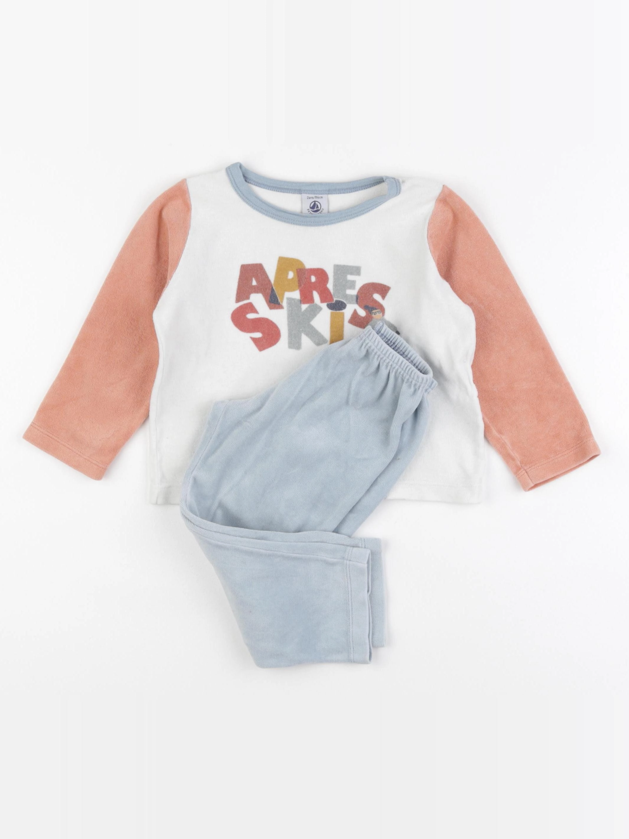 Petit Bateau - pyjama velours multicolore - 2 ans