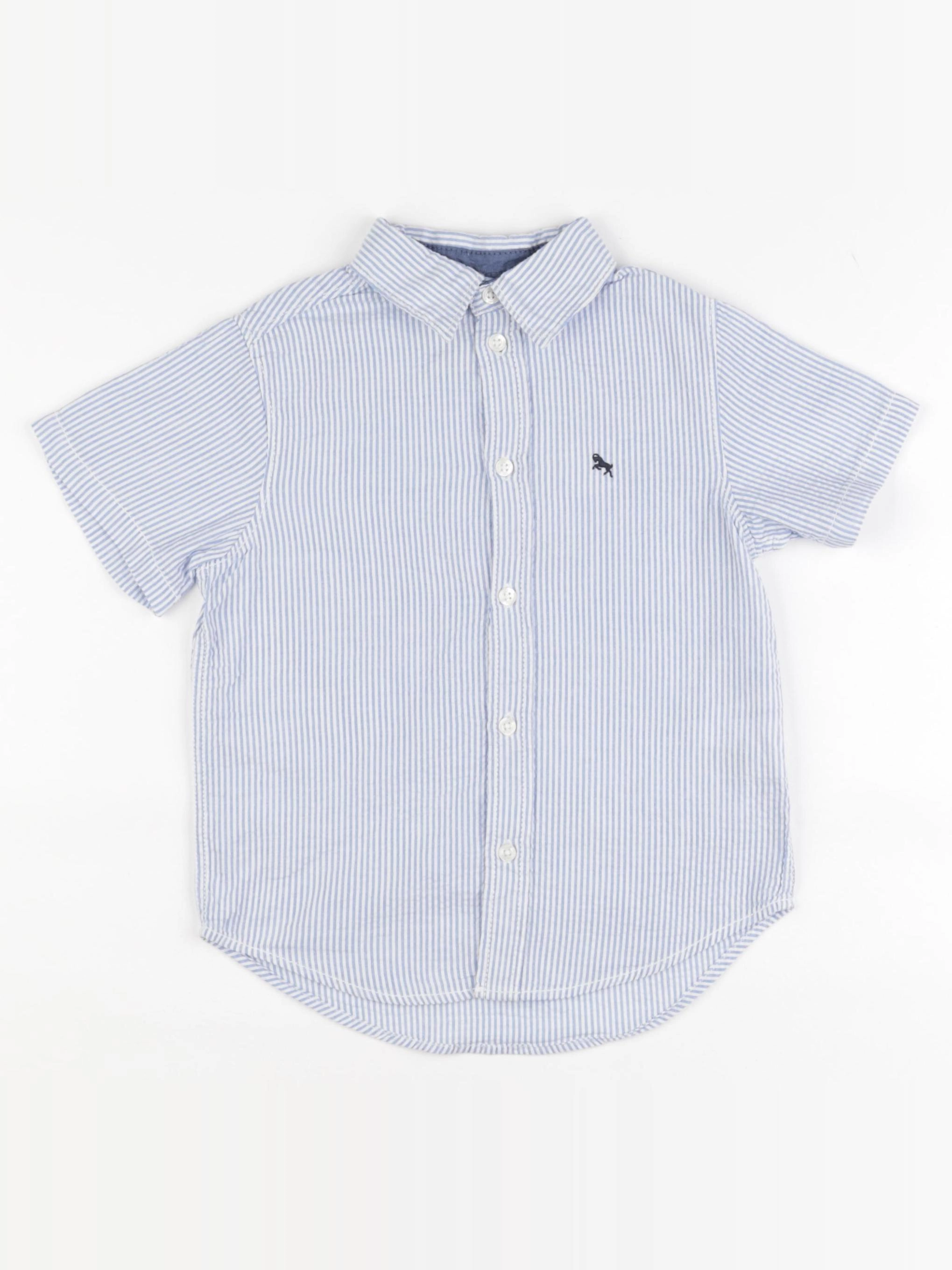 H&M - chemise blanc, bleu - 3/4 ans