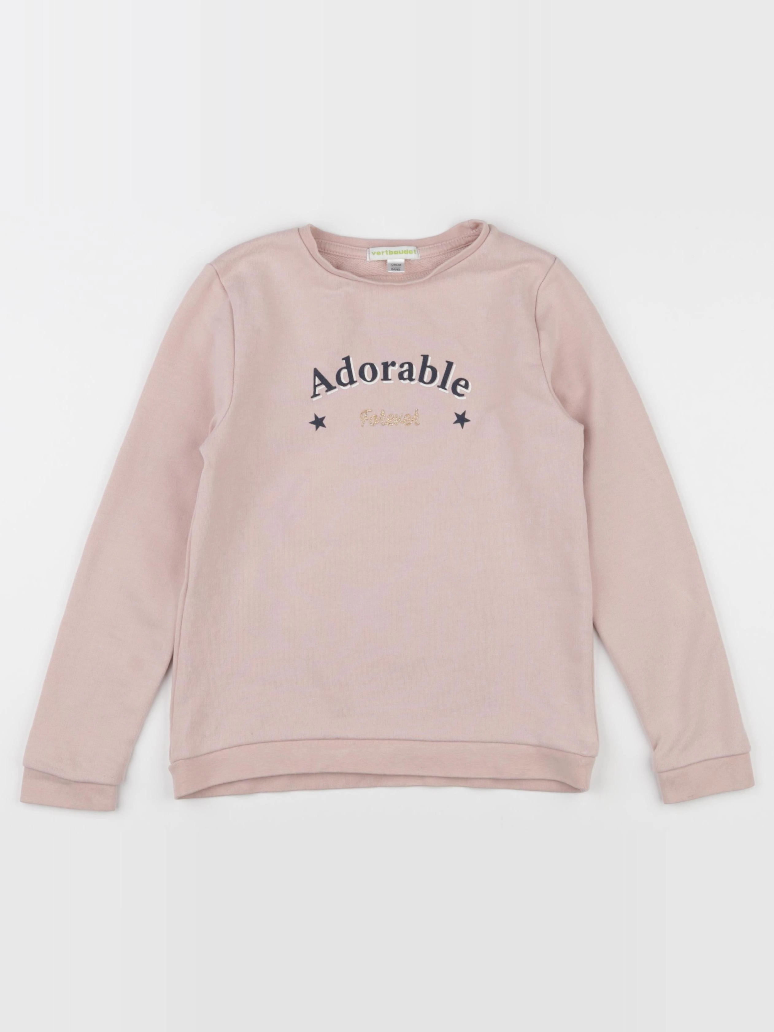 Vertbaudet - sweat rose, or - 8 ans
