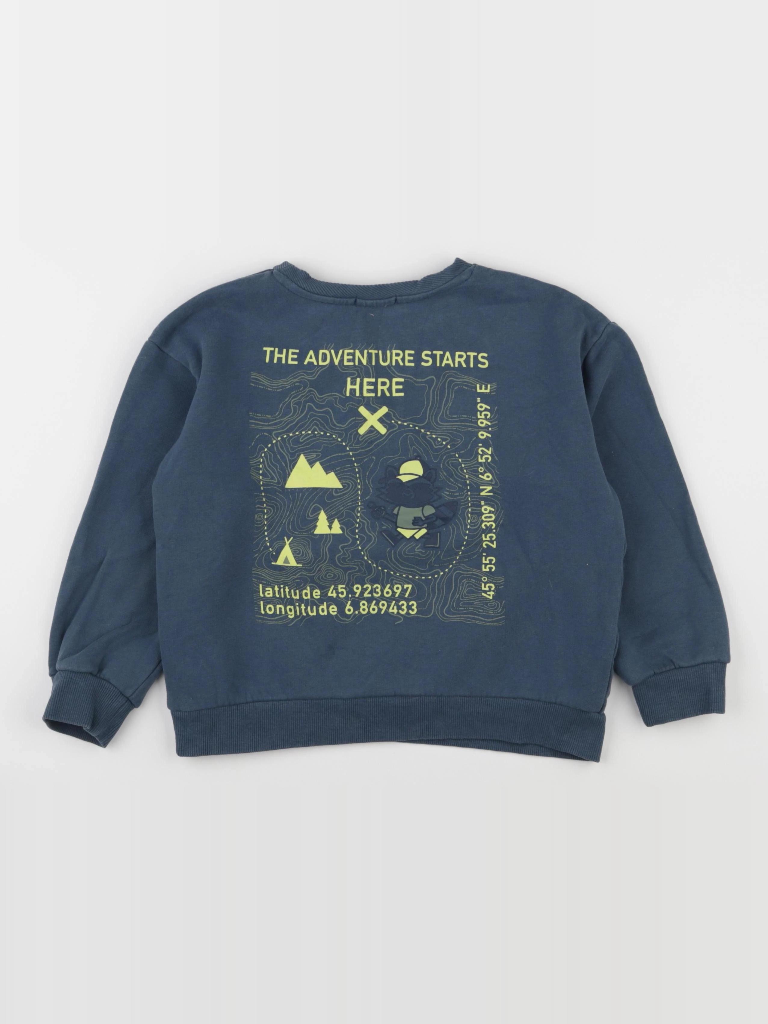 Vertbaudet - sweat imprimé au dos bleu - 6 ans