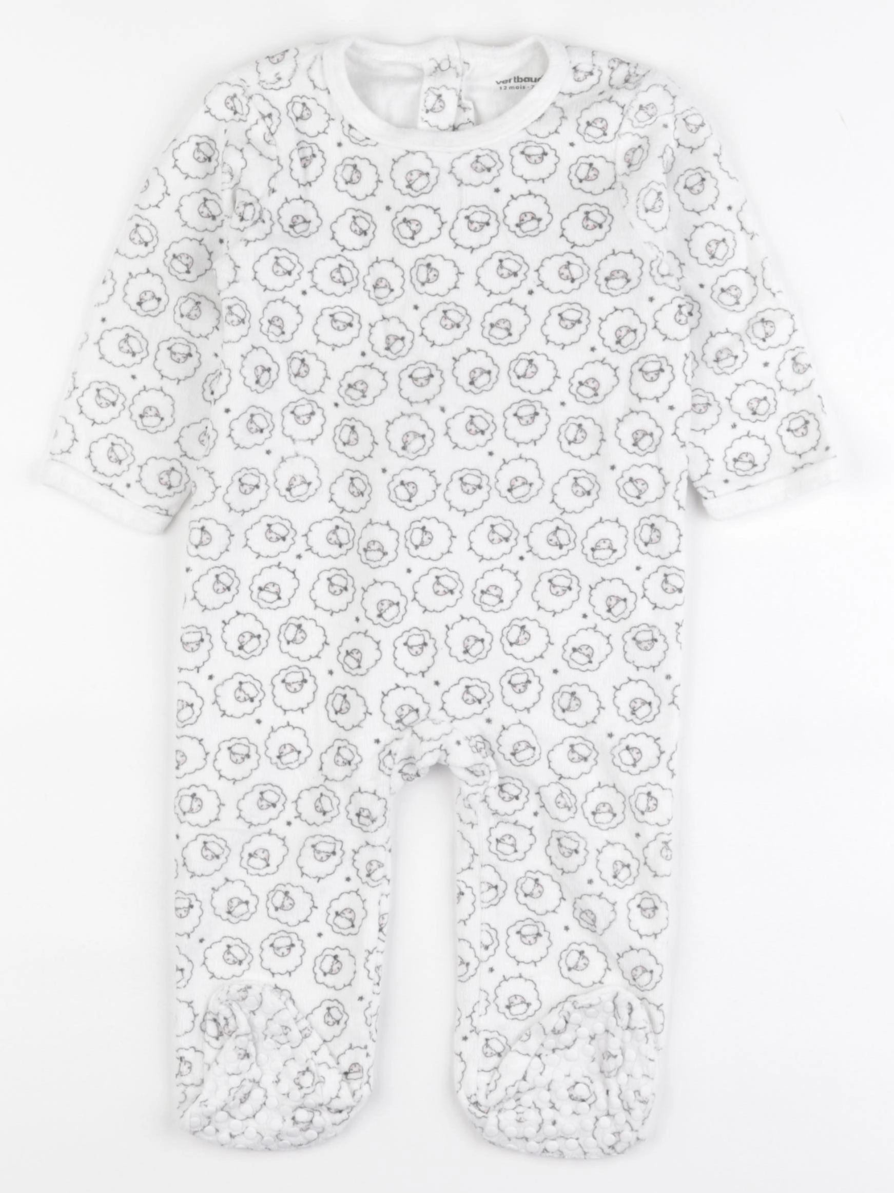 Vertbaudet - pyjama velours blanc - 12 mois