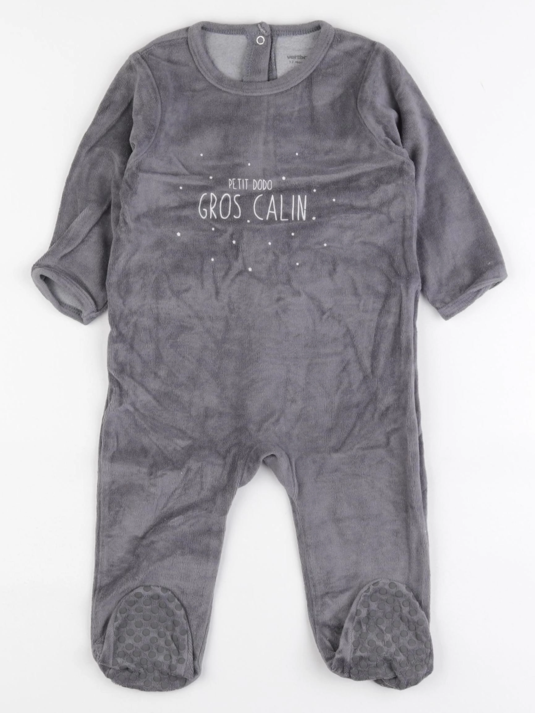 Vertbaudet - pyjama velours gris - 12 mois