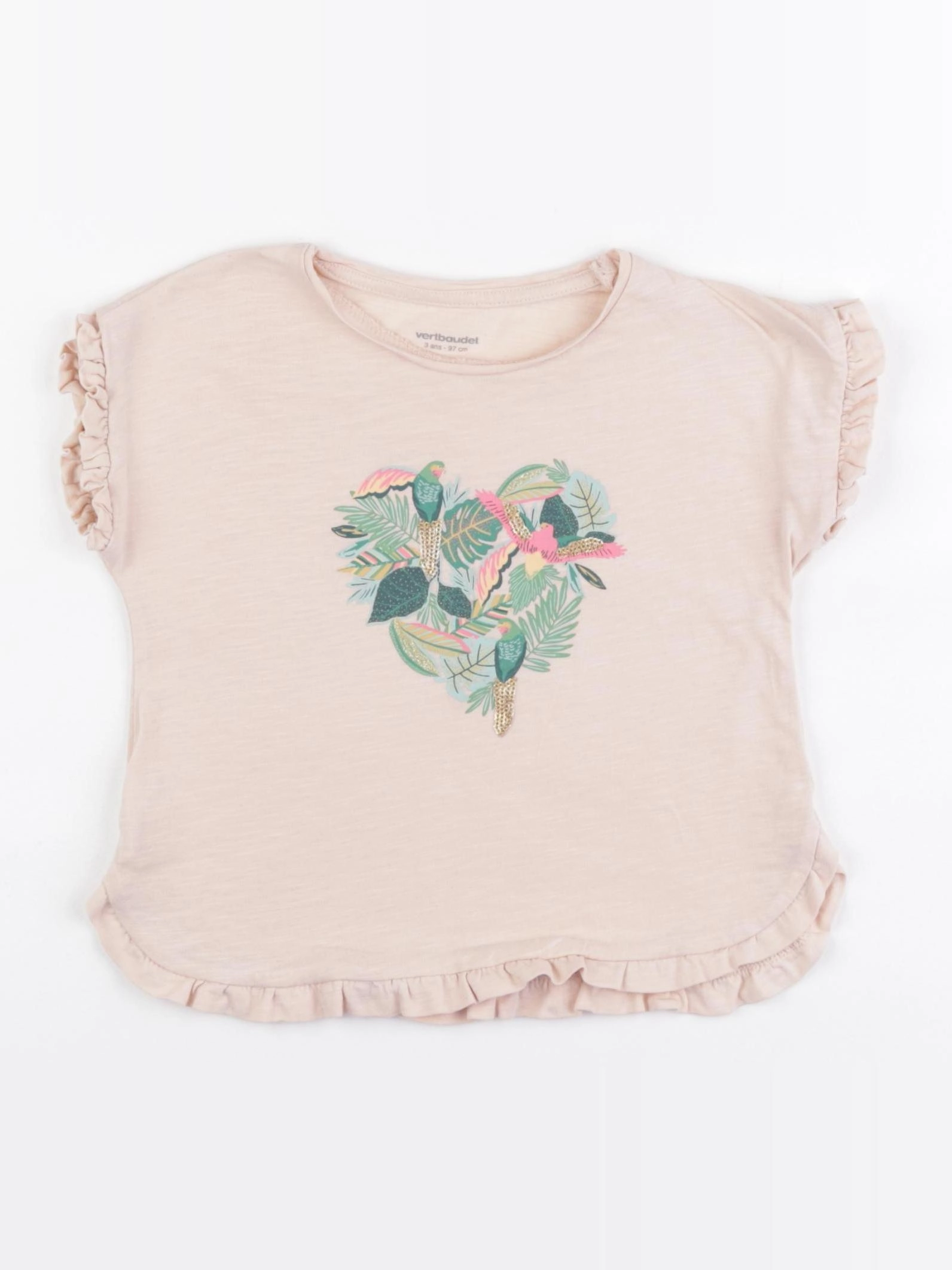 Vertbaudet - tee-shirt or, rose - 3 ans