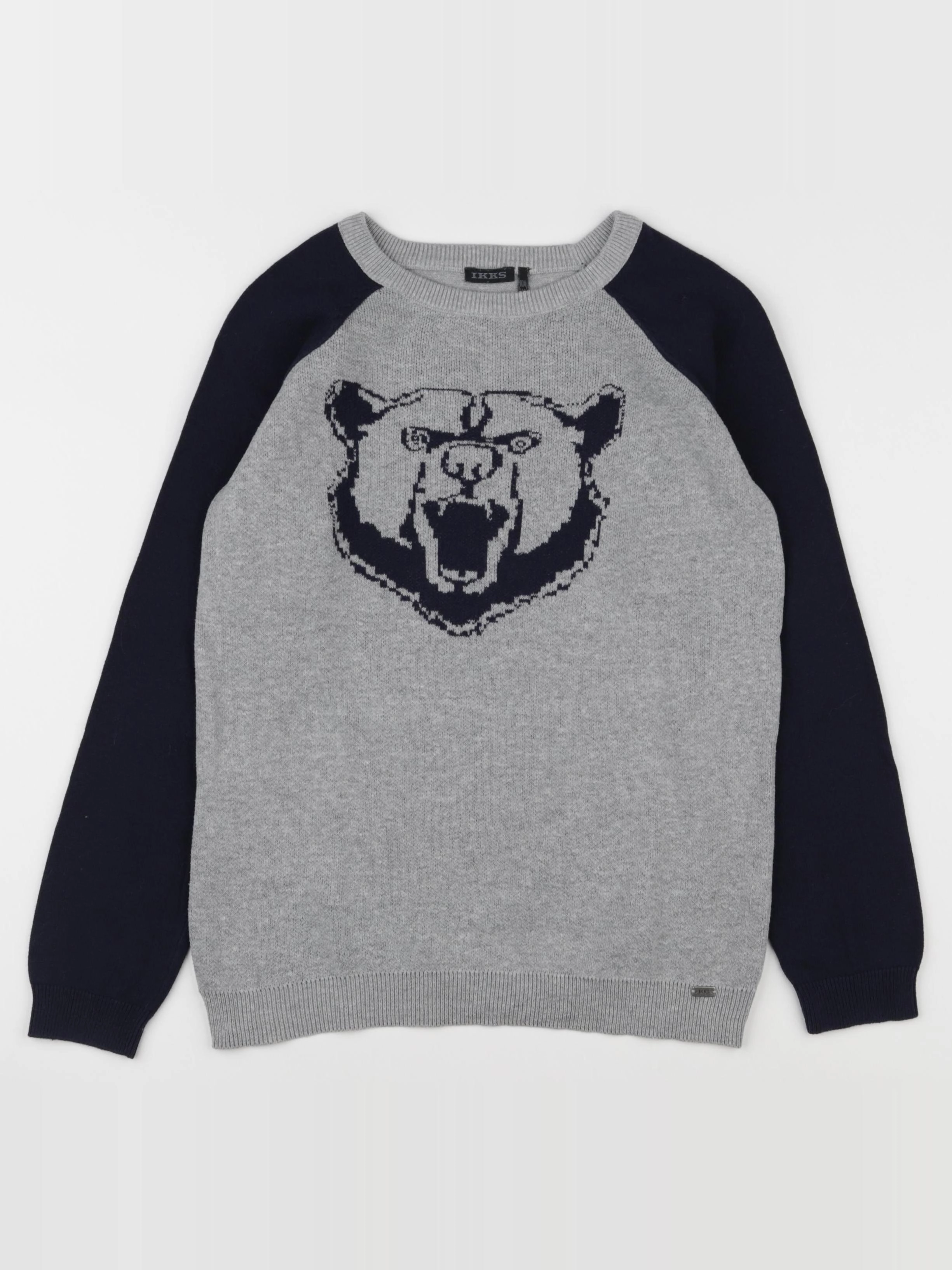 IKKS - pull bleu, gris - 10 ans