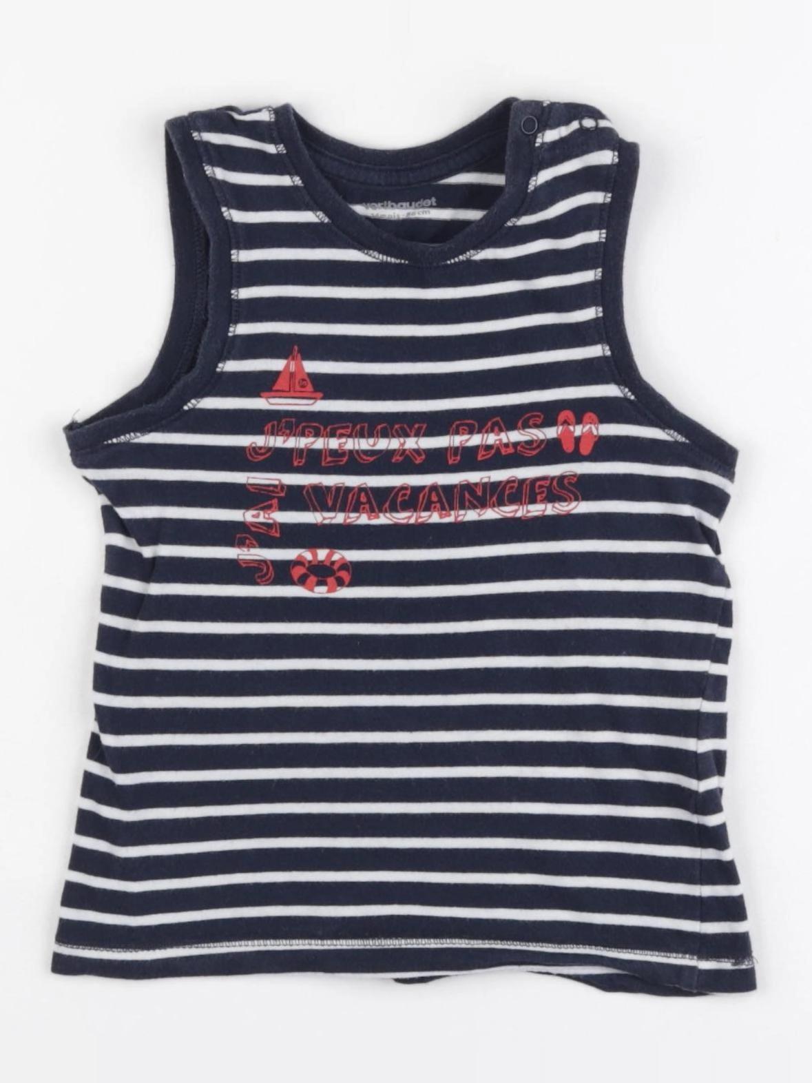 Vertbaudet - débardeur blanc, bleu - 24 mois