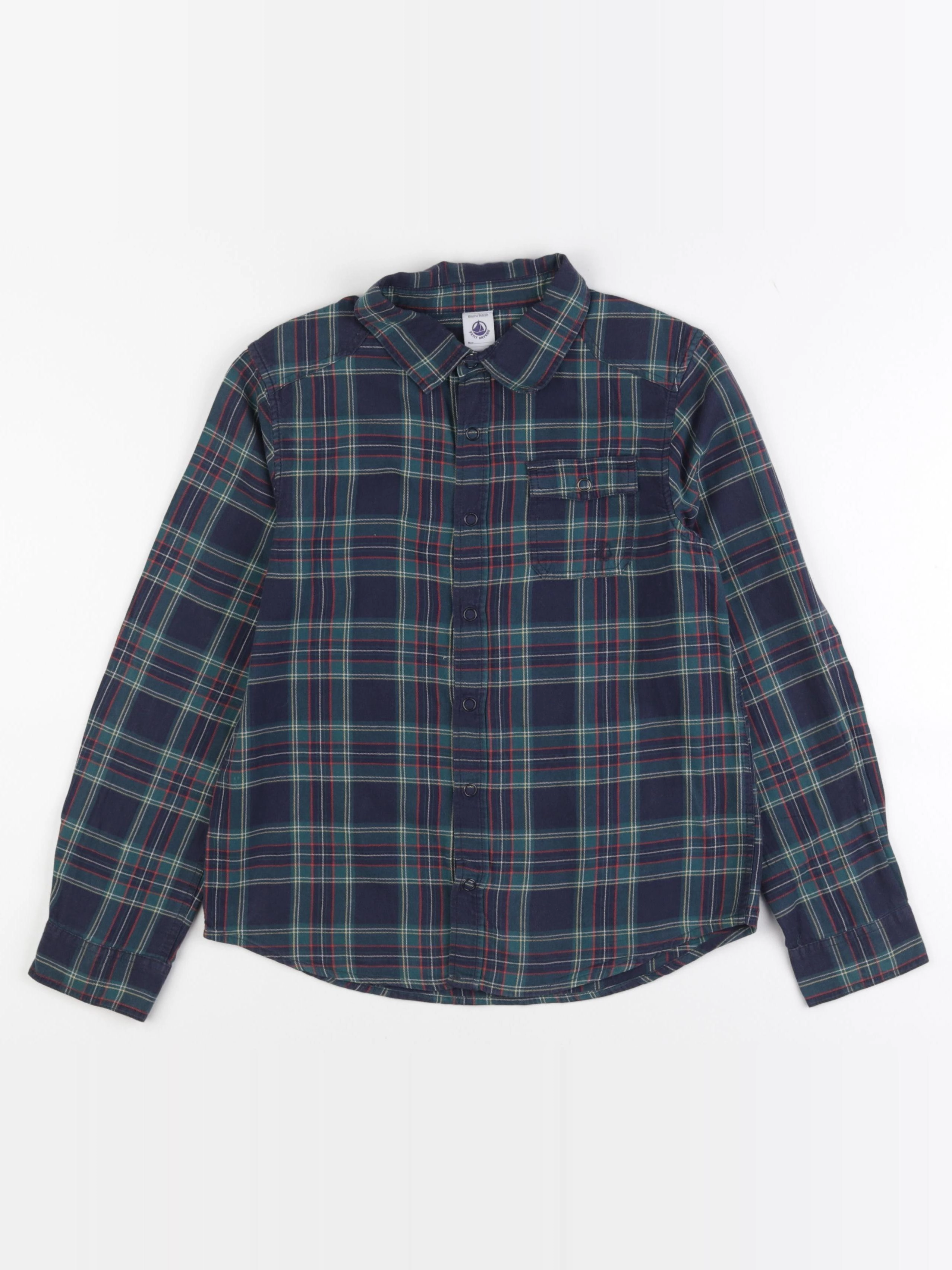 Petit Bateau - chemise bleu, vert - 10 ans