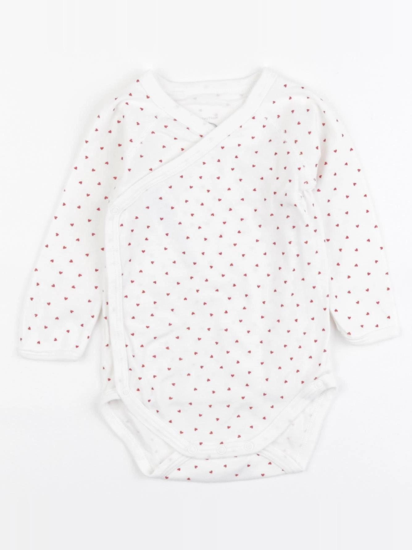 Petit Bateau - body blanc, rouge - 12 mois