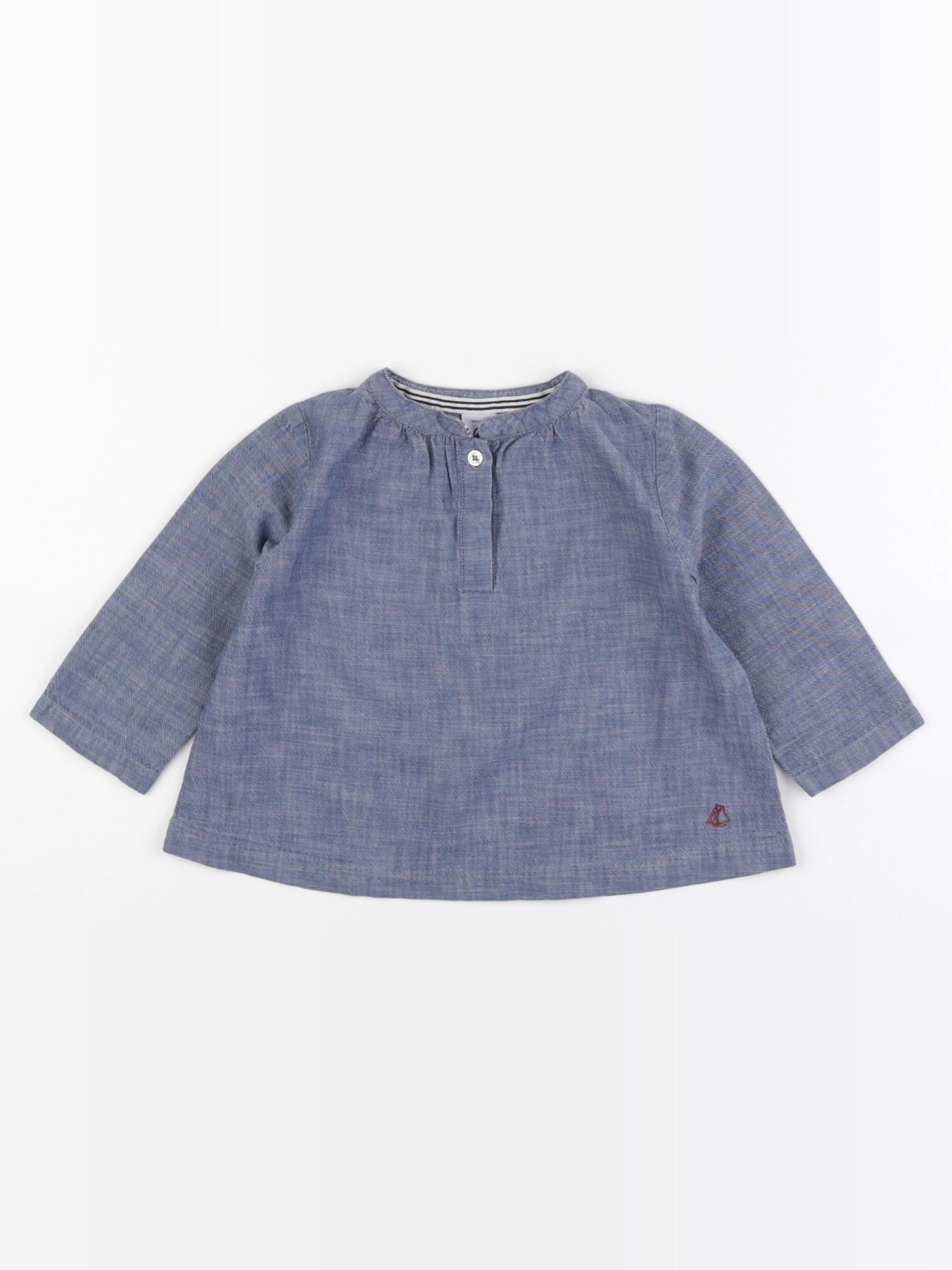 Petit Bateau - blouse bleu - 18 mois