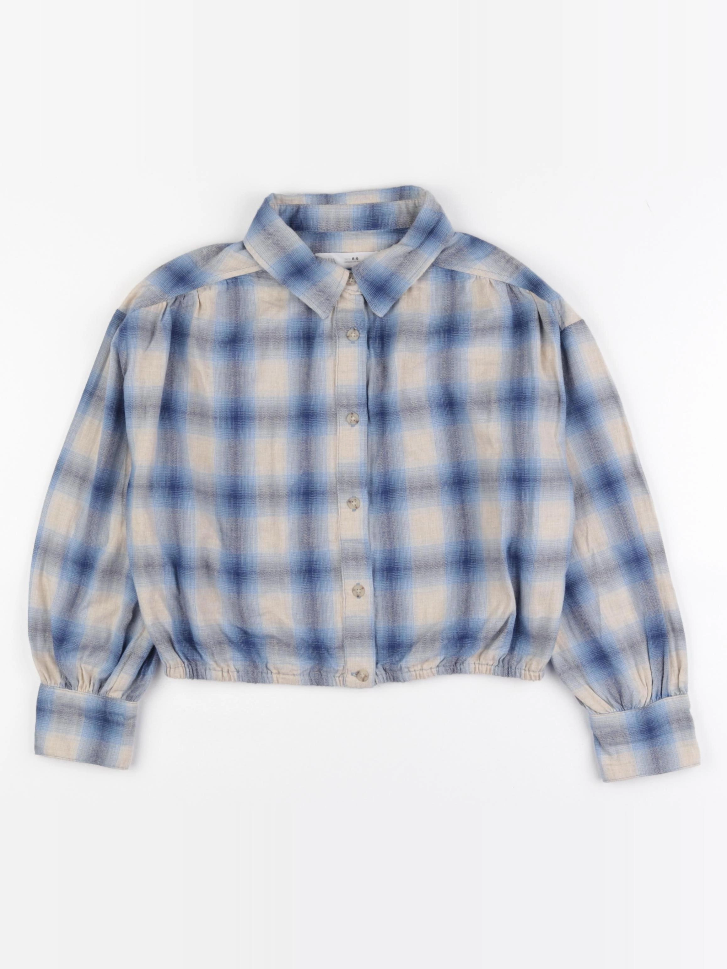 Zara - blouse beige, bleu - 8/9 ans