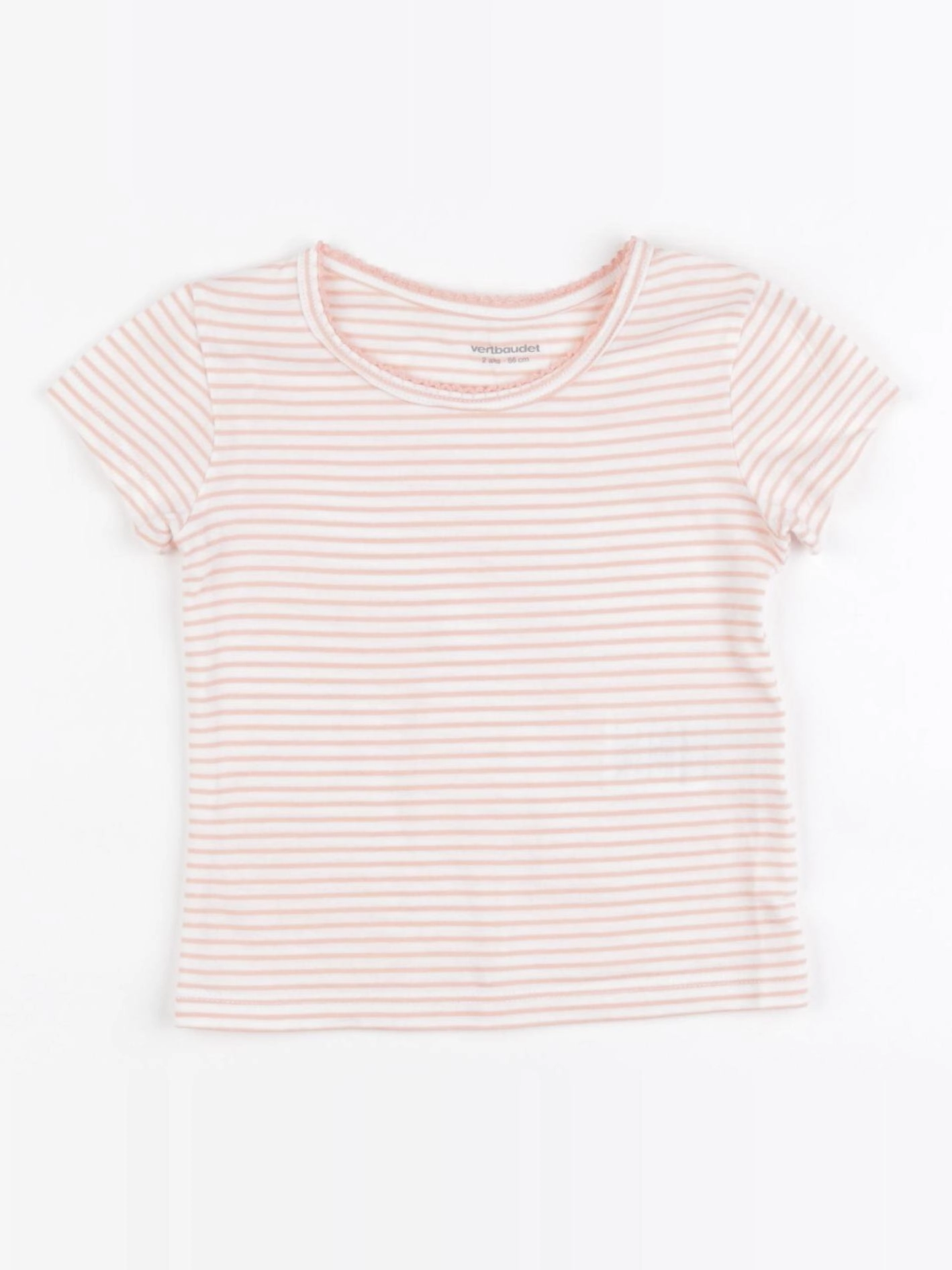 Vertbaudet - maillot de corps blanc, rose - 2 ans