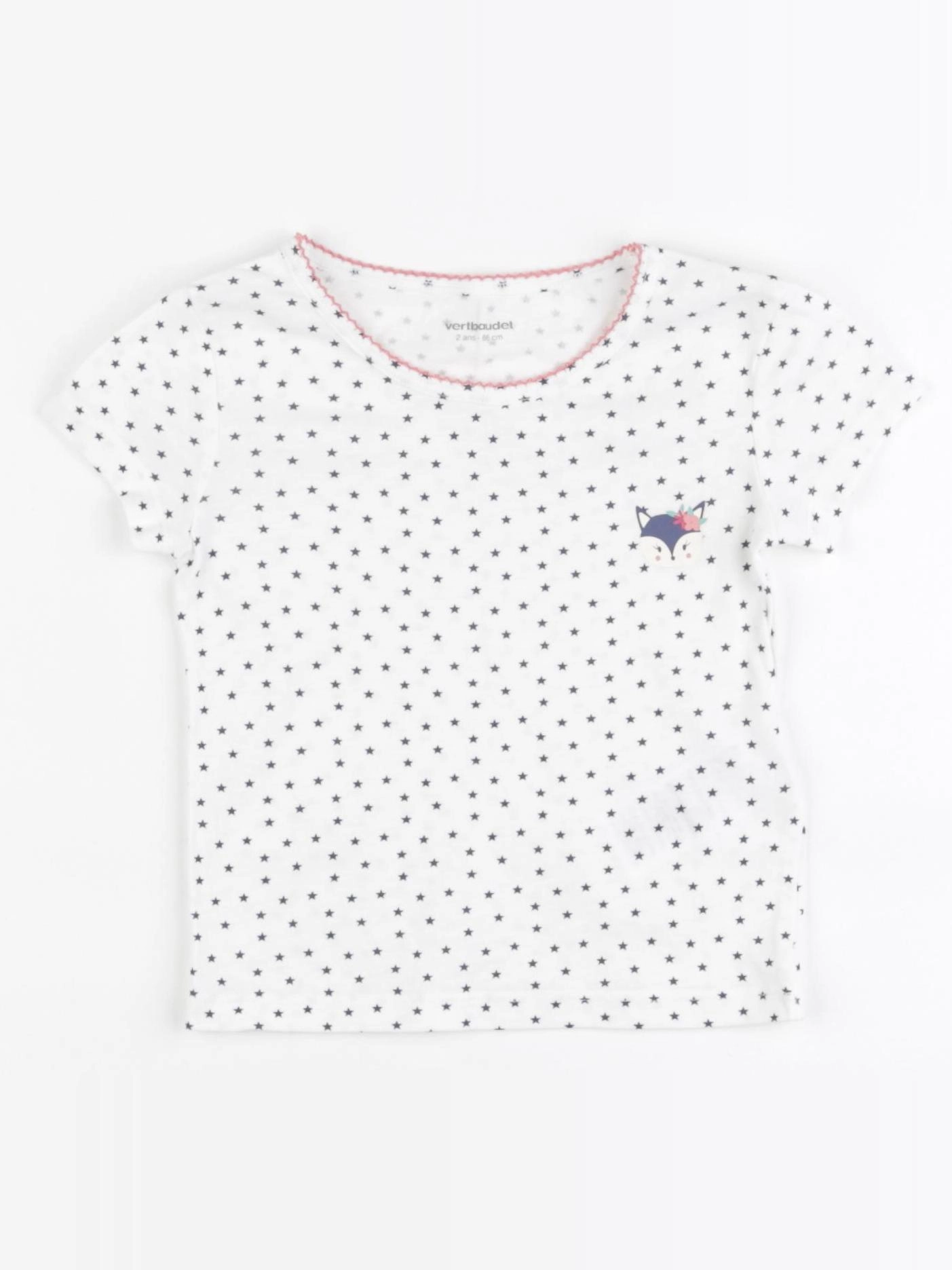 Vertbaudet - maillot de corps blanc, bleu - 2 ans