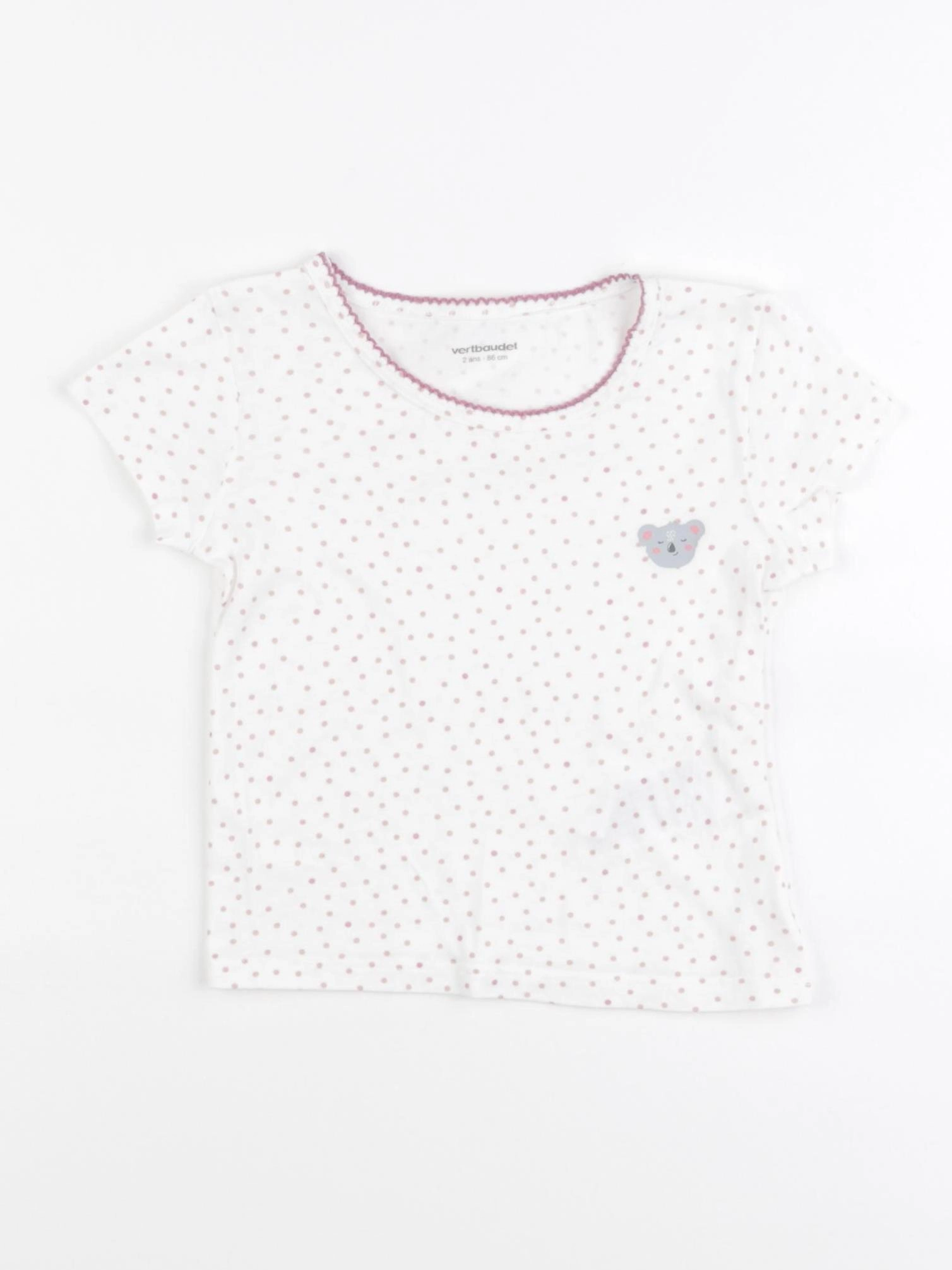 Vertbaudet - maillot de corps blanc, rose - 2 ans