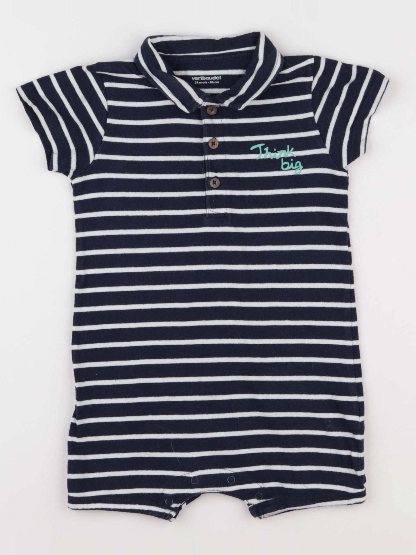 Vertbaudet - combinaison bleu, blanc - 24 mois