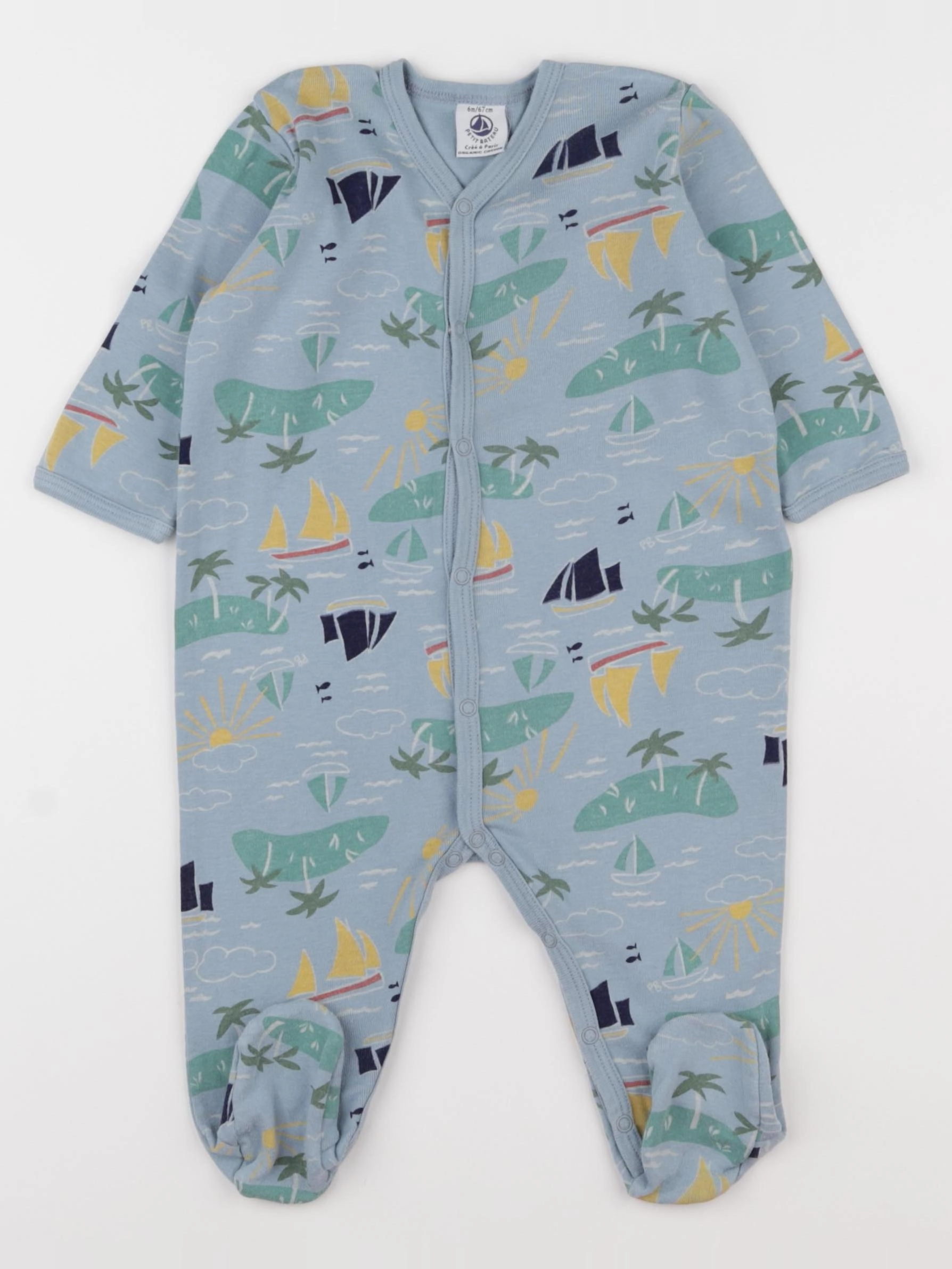 Petit Bateau - pyjama coton bleu - 6 mois