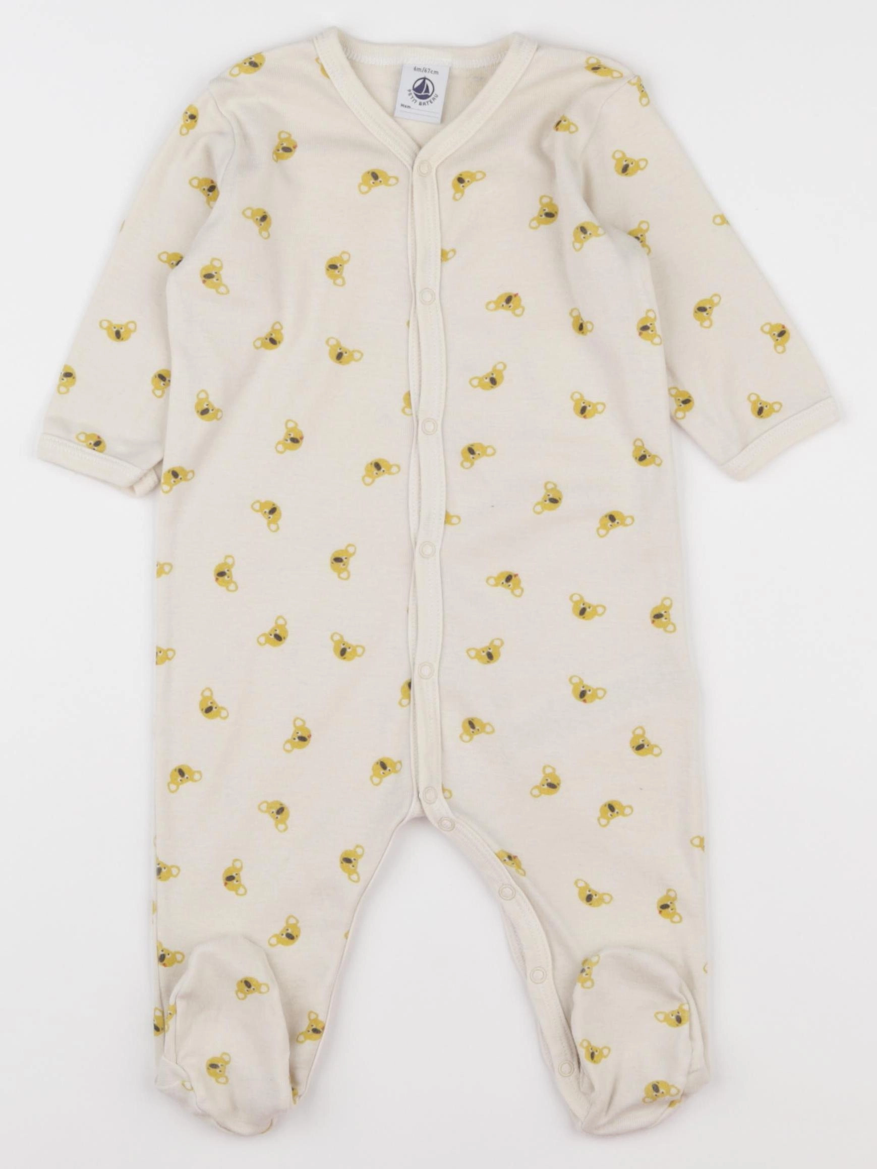 Petit Bateau - pyjama coton beige - 6 mois