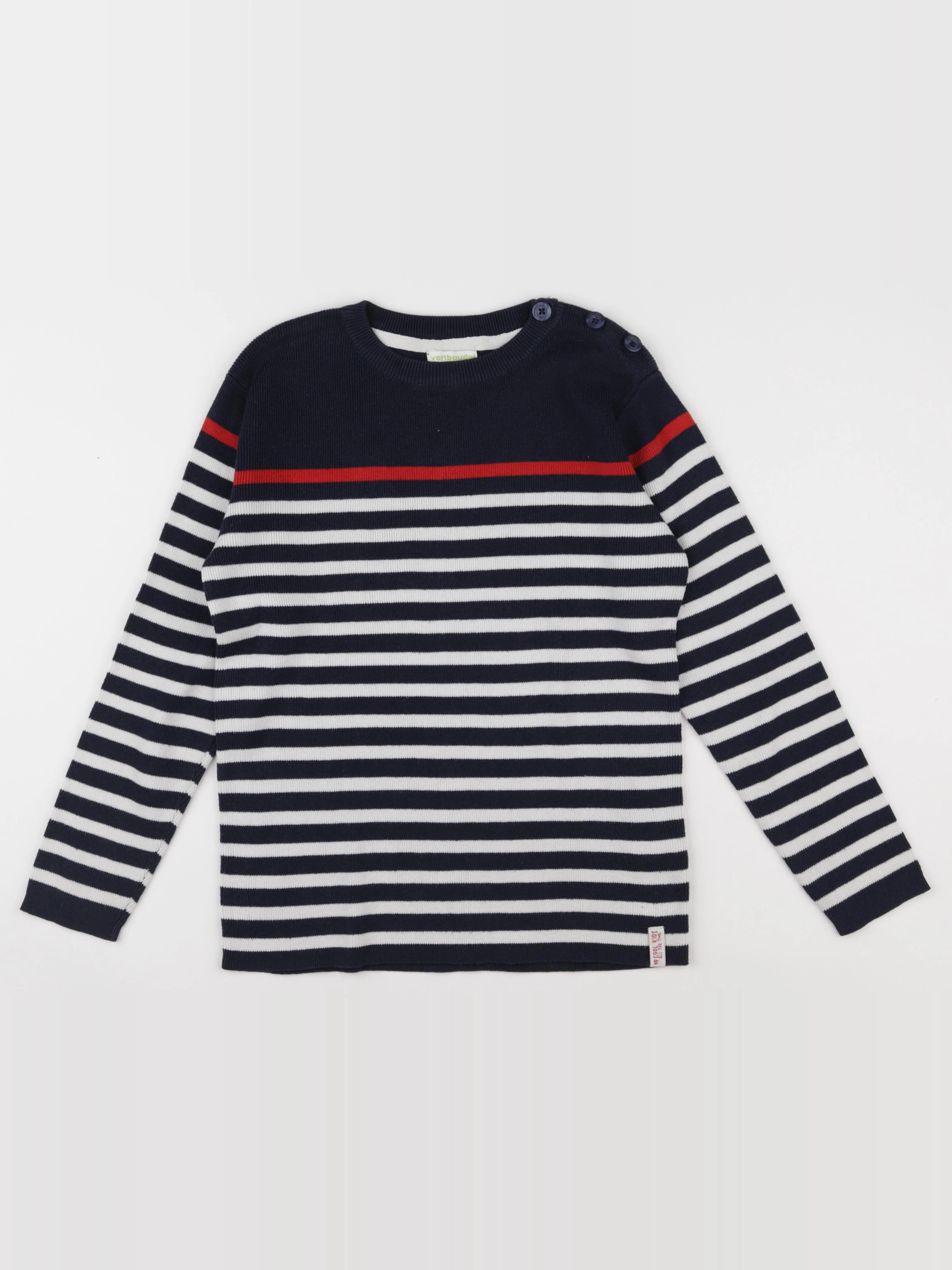 Vertbaudet - pull bleu, blanc - 10 ans