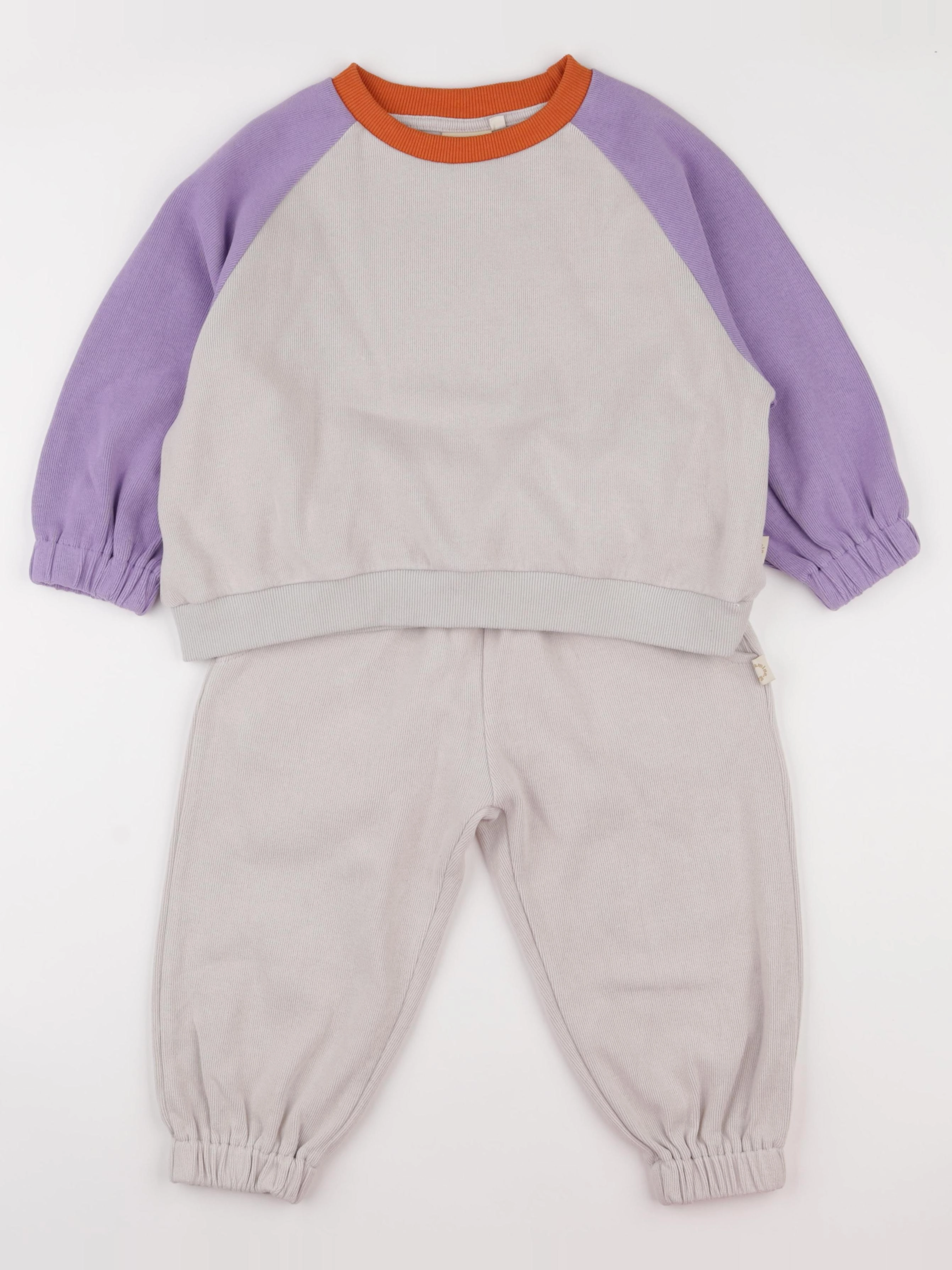 Gamin gamine - ensemble beige, violet - 4 ans