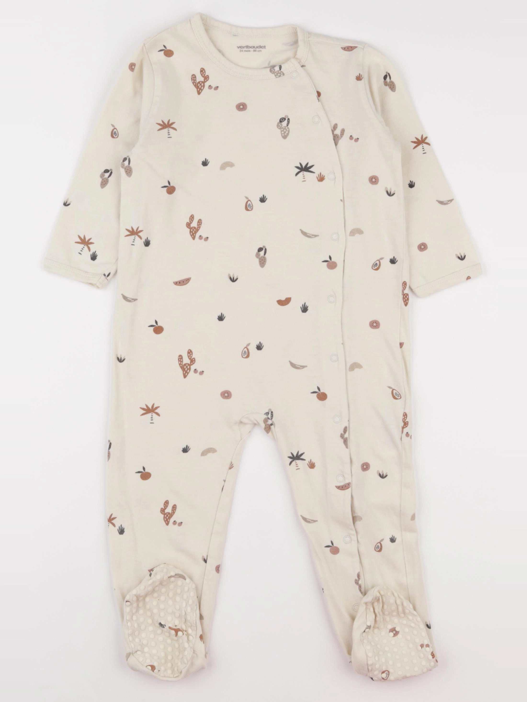 Vertbaudet - pyjama coton beige - 24 mois