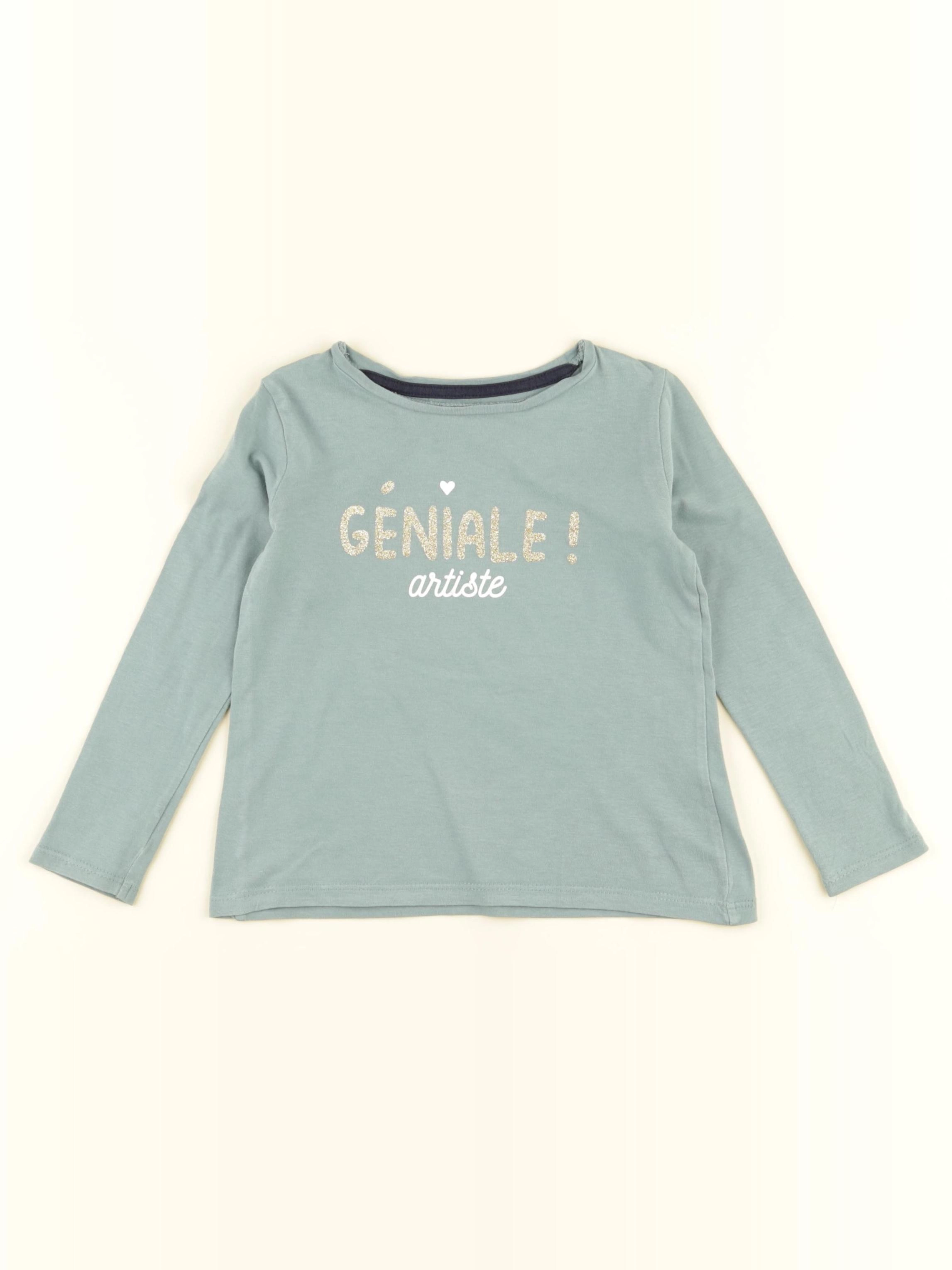 Vertbaudet - tee-shirt or, vert - 3 ans