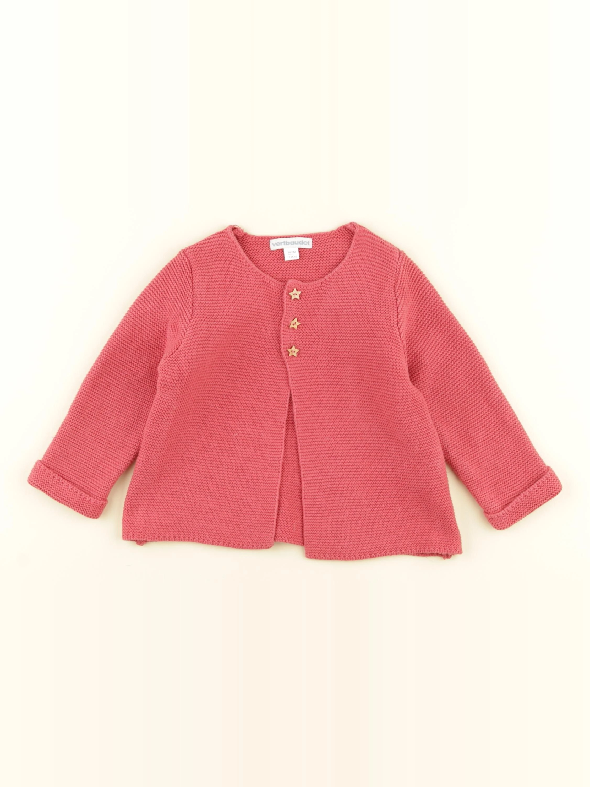 Vertbaudet - gilet rose - 12 mois