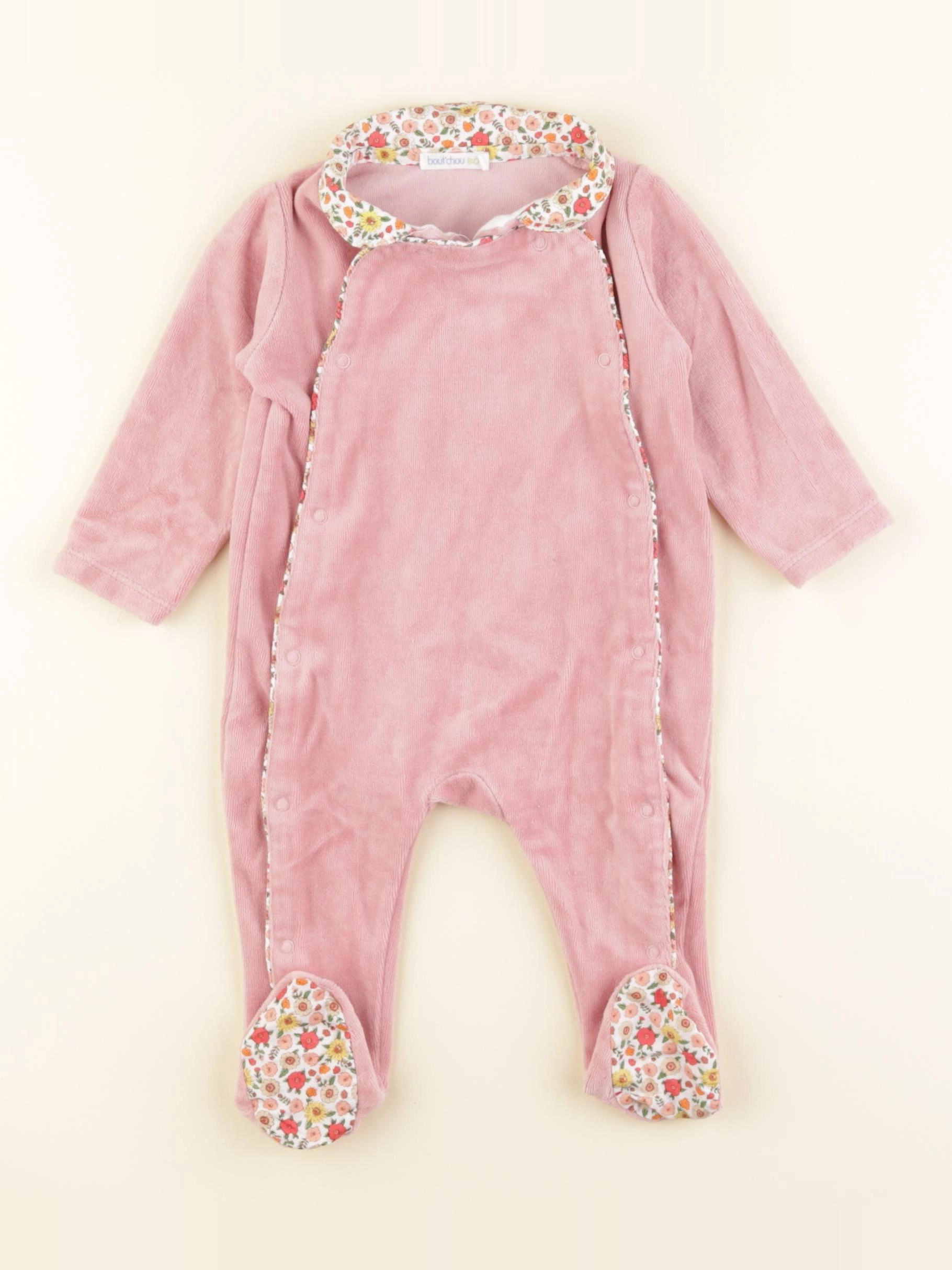 Boutchou - pyjama velours rose - 3 mois