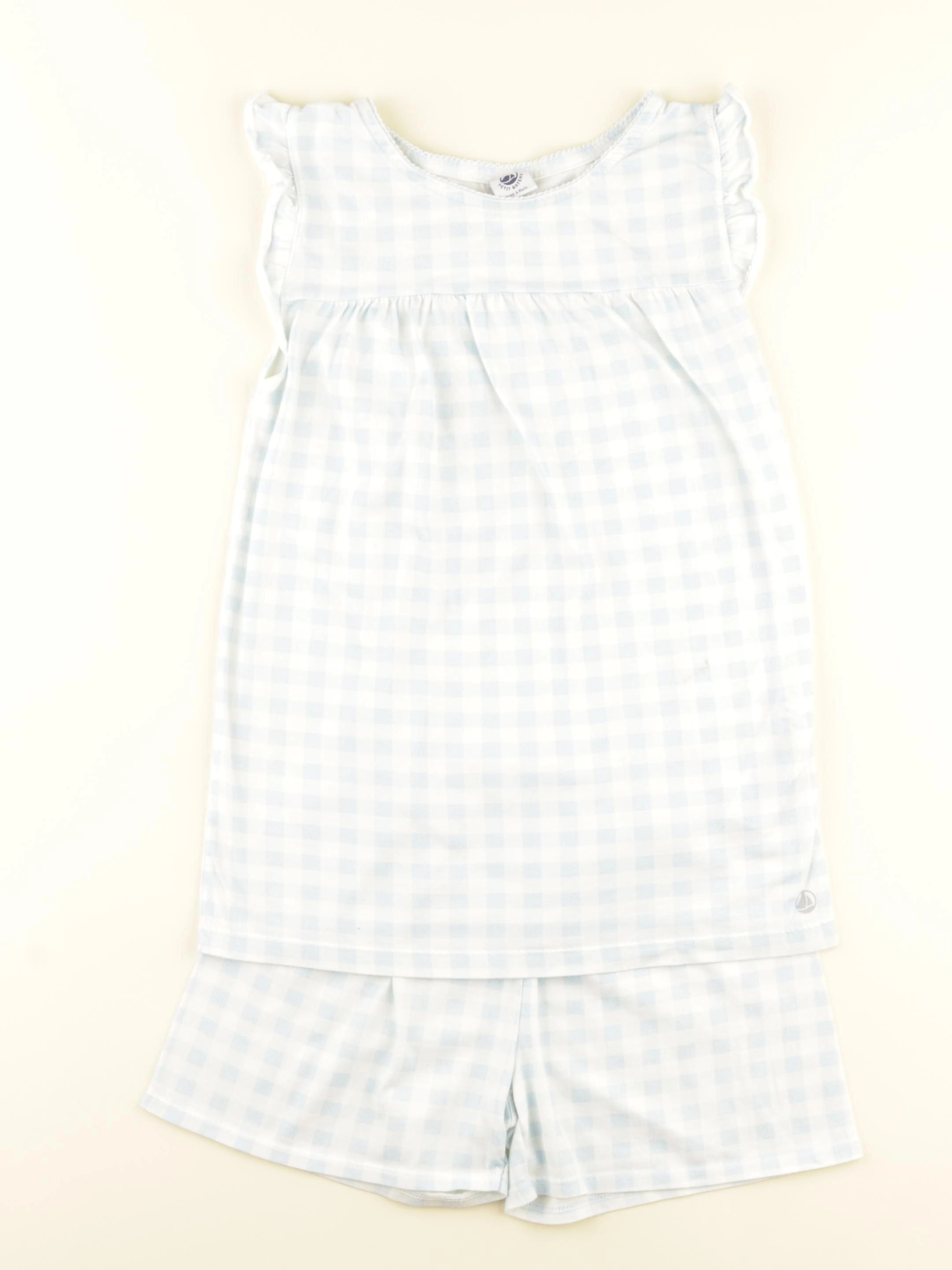 Petit Bateau - pyjama coton blanc, bleu - 8 ans