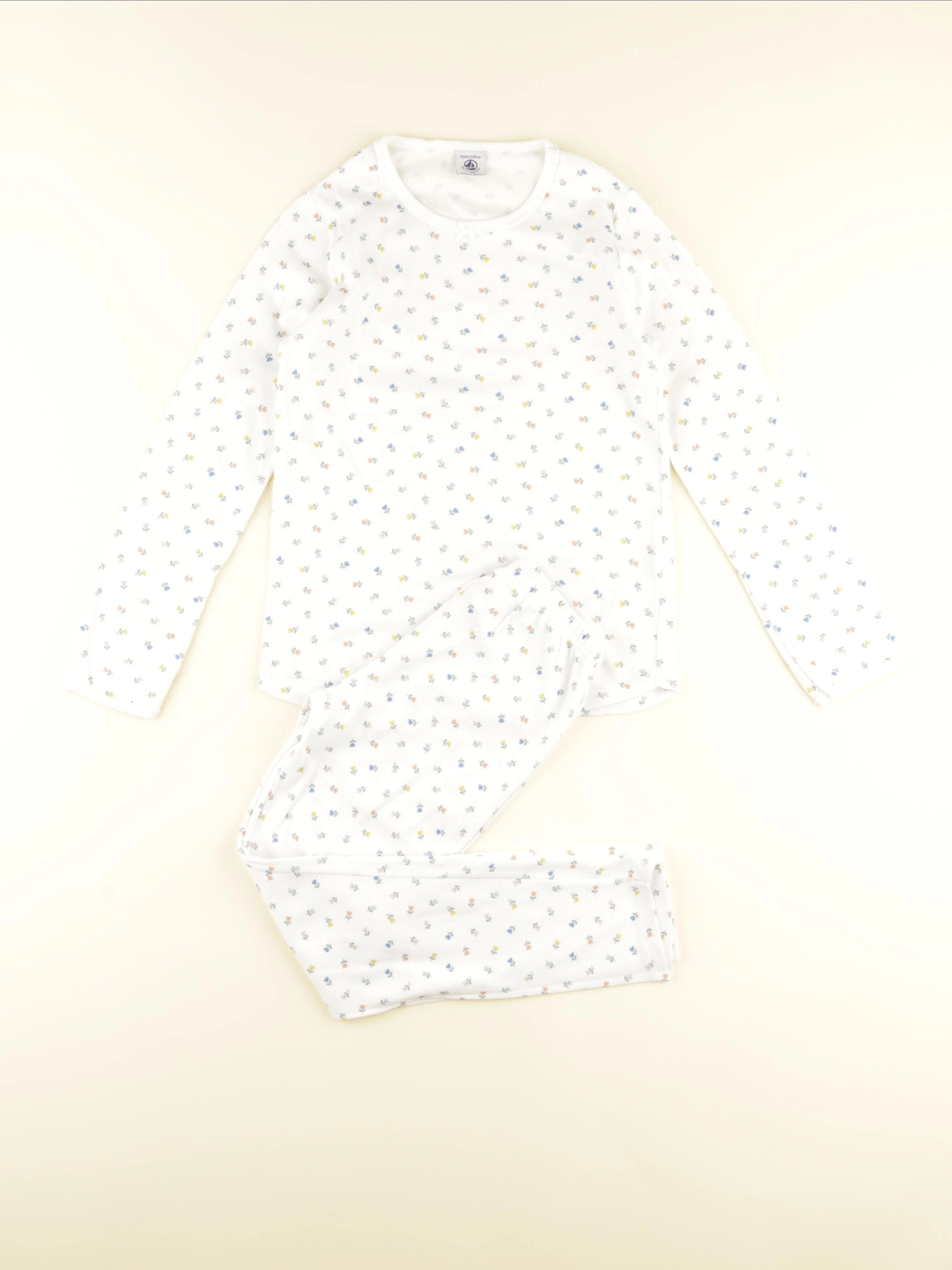 Petit Bateau - pyjama coton blanc - 8 ans