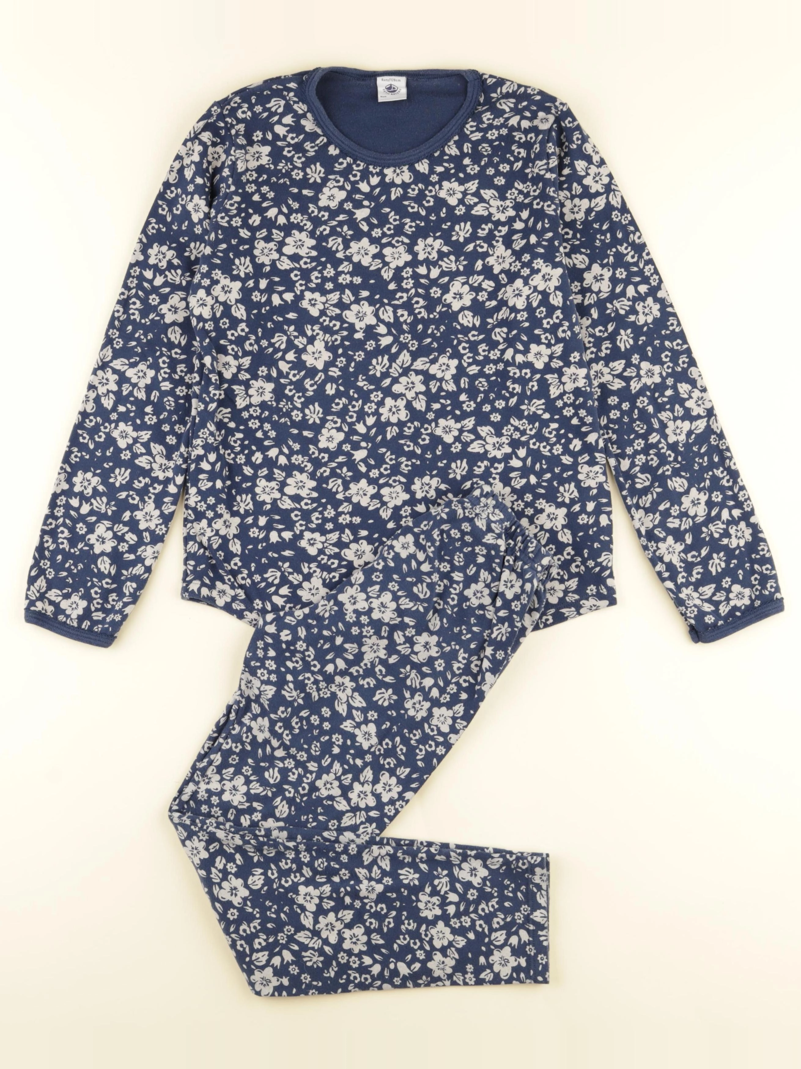 Petit Bateau - pyjama coton bleu - 8 ans
