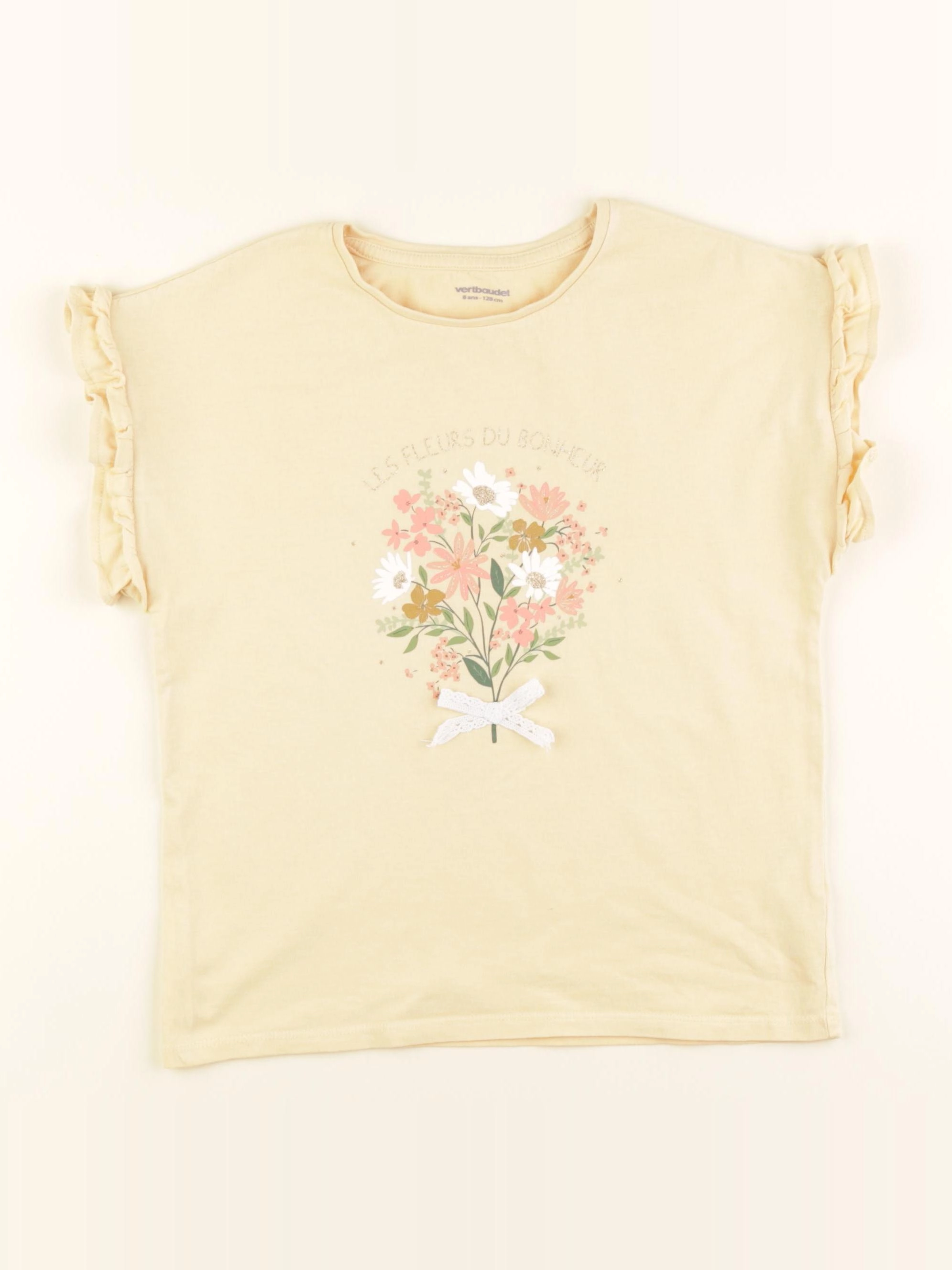 Vertbaudet - tee-shirt jaune, or - 8 ans