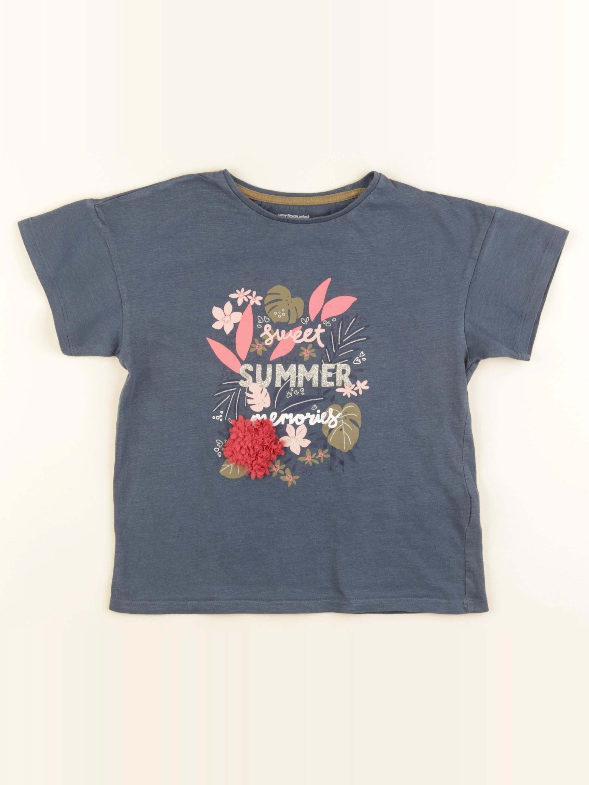 Vertbaudet - tee-shirt bleu, or - 8 ans