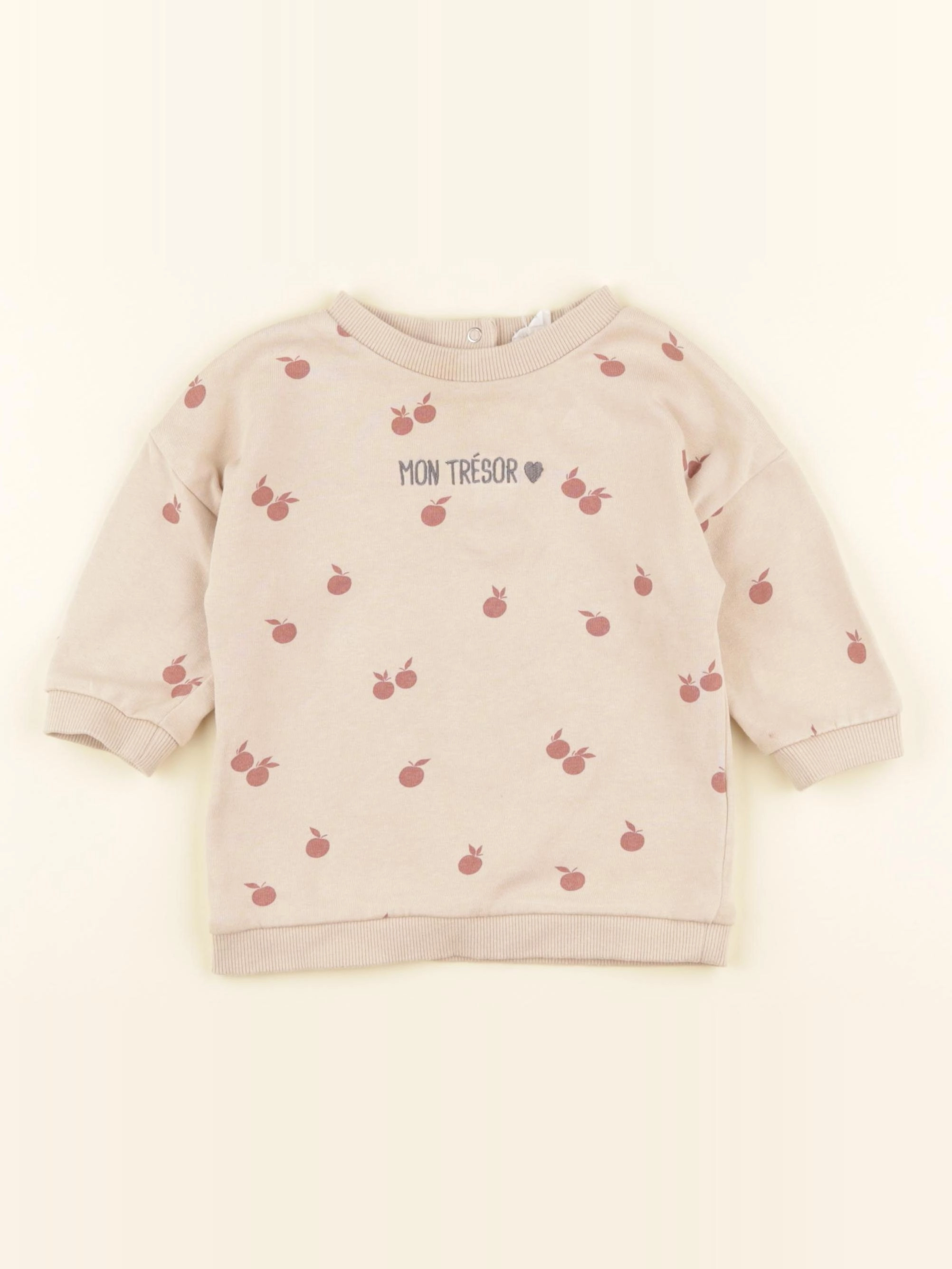 Vertbaudet - sweat beige - 9 mois