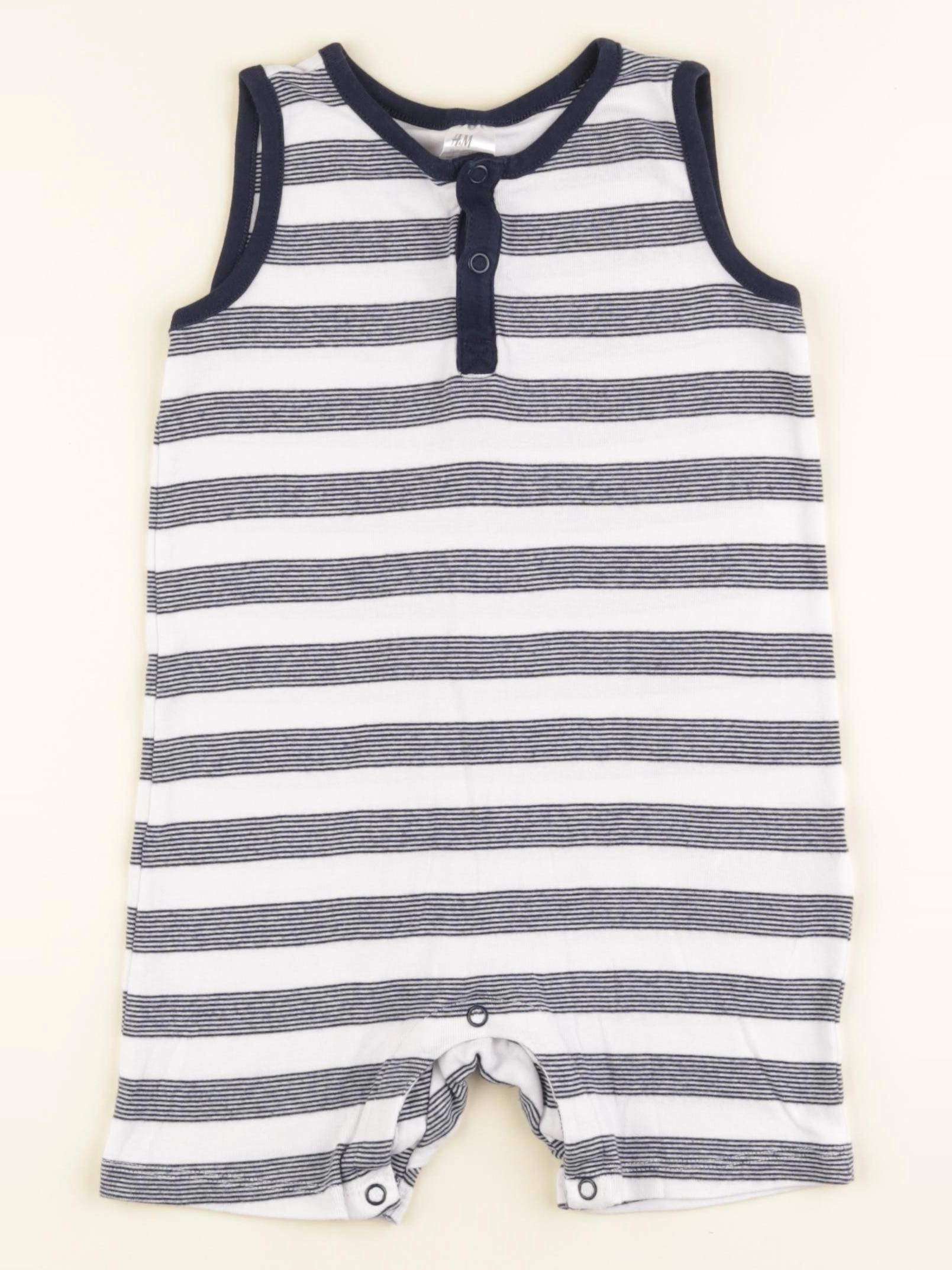 H&M - pyjama coton bleu, blanc - 18/24 mois