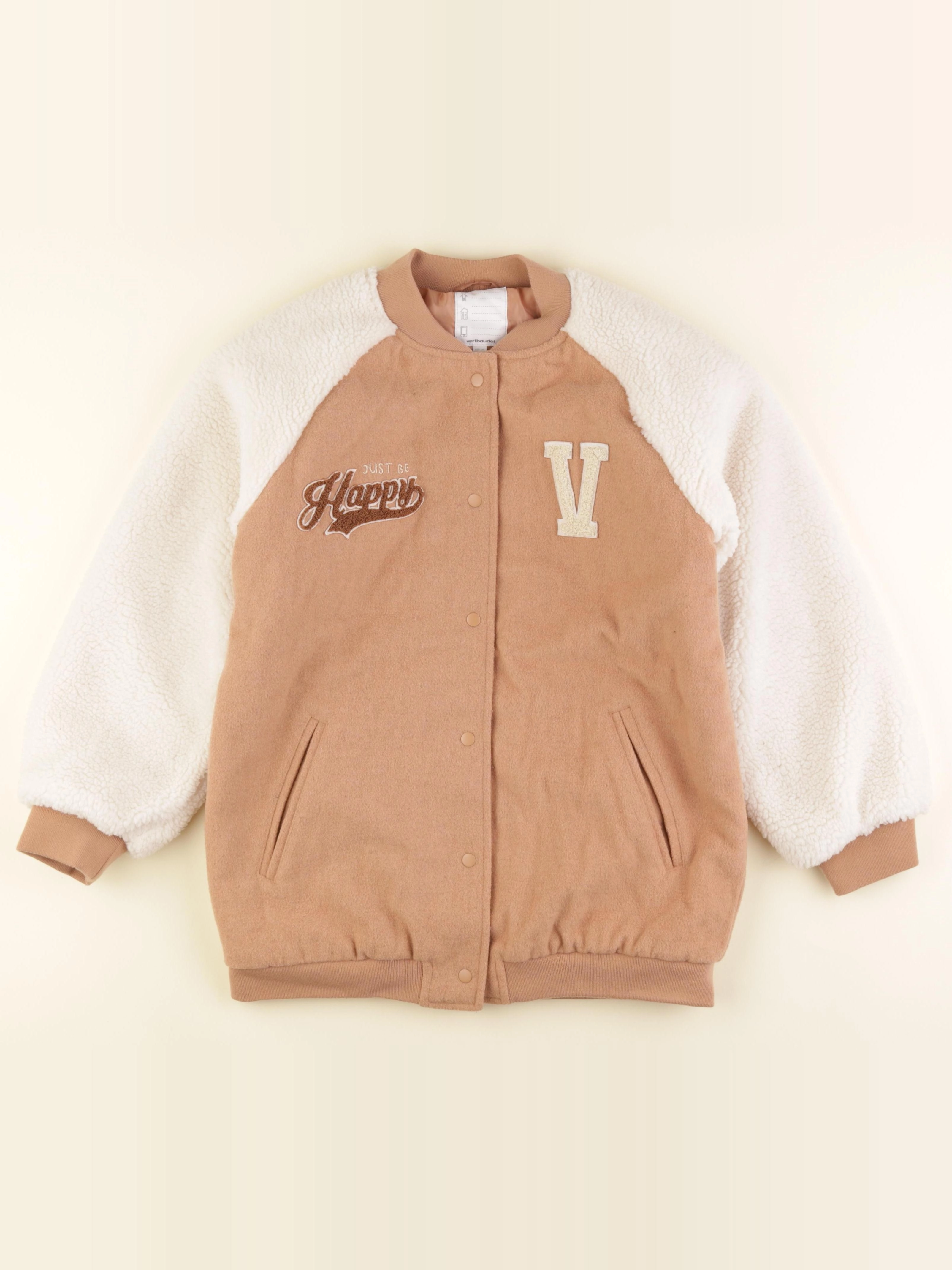Vertbaudet - veste marron, blanc - 14 ans