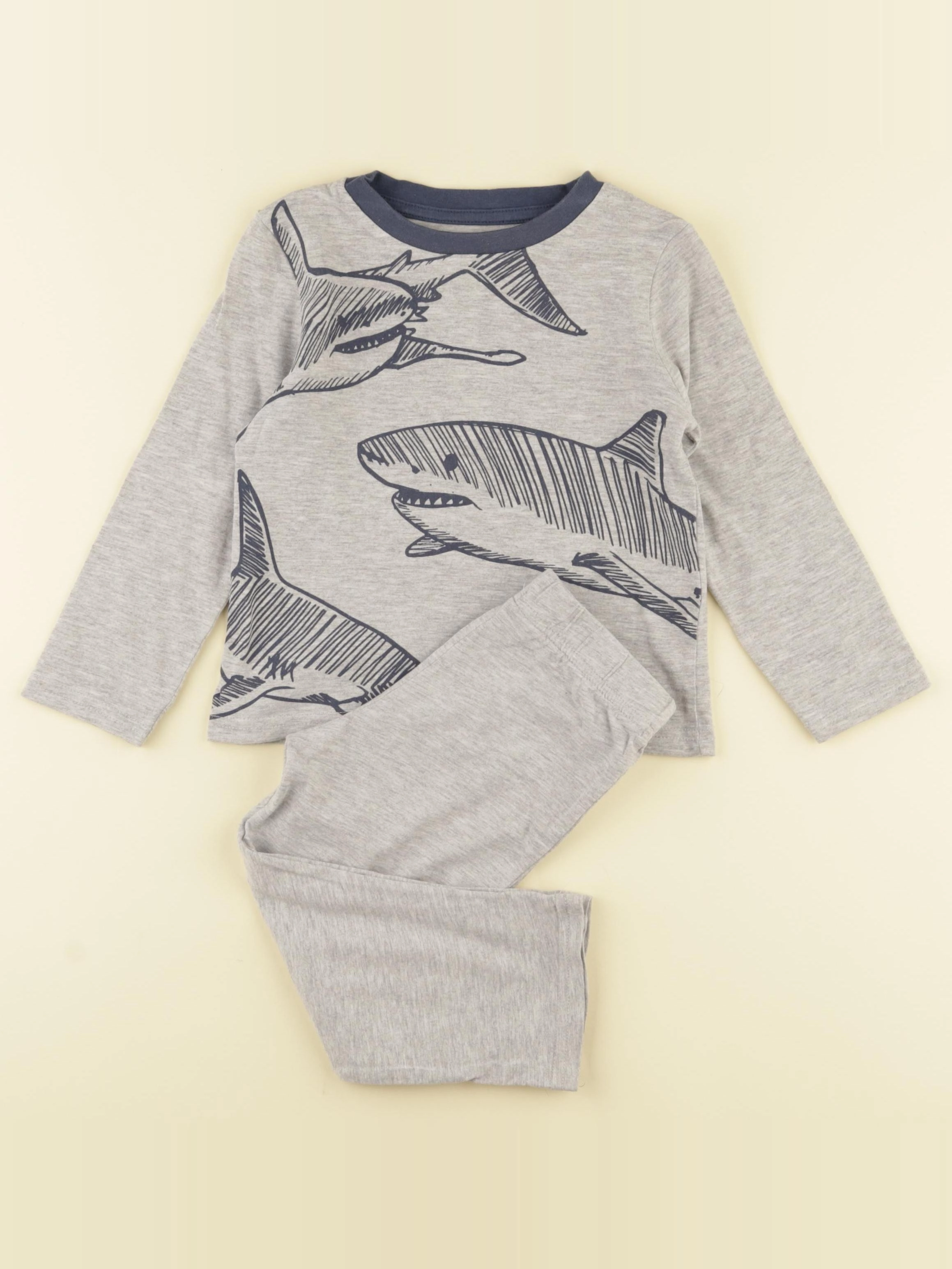 Vertbaudet - pyjama coton bleu, gris - 3 ans