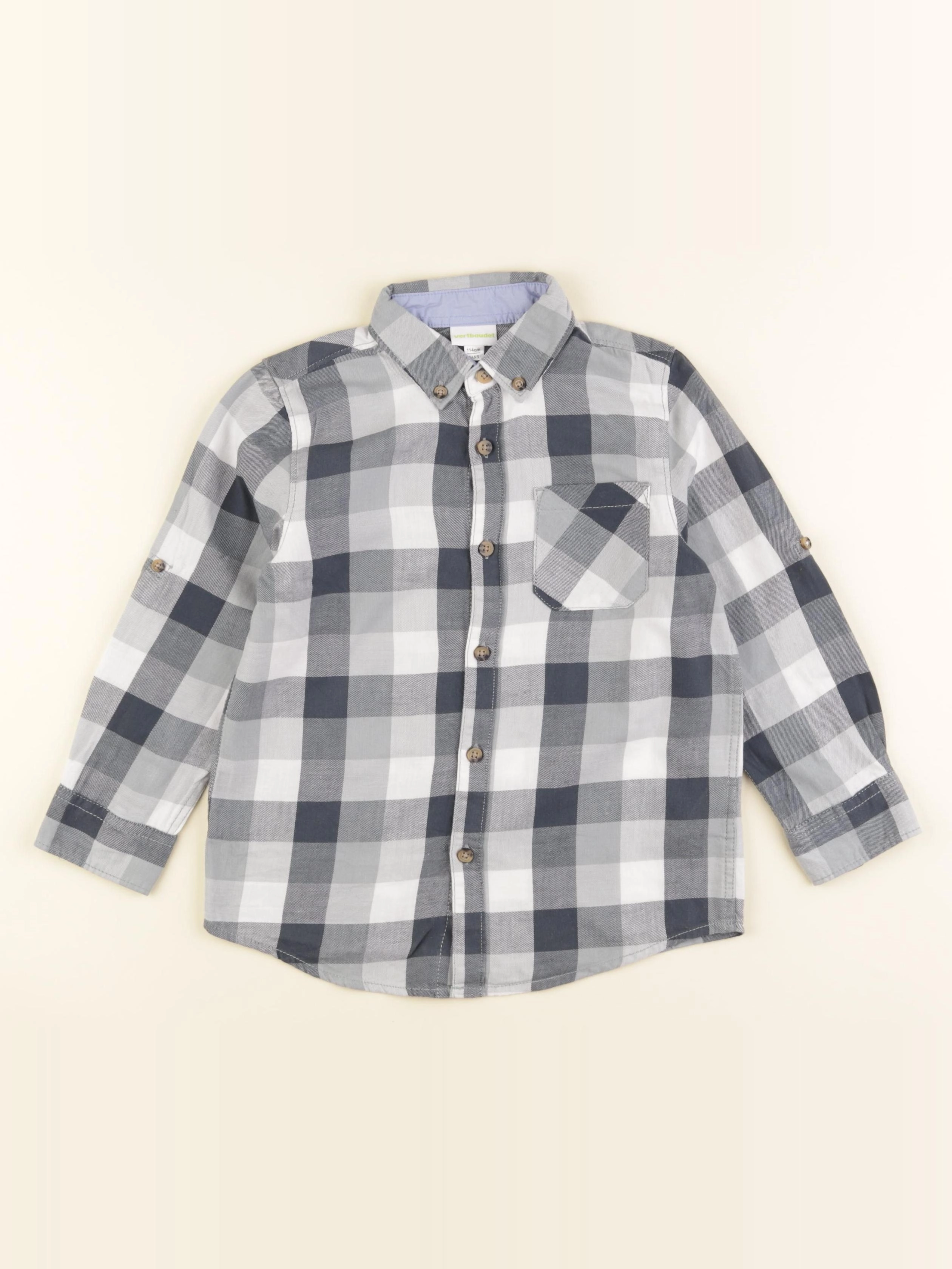 Vertbaudet - chemise vert, blanc - 6 ans