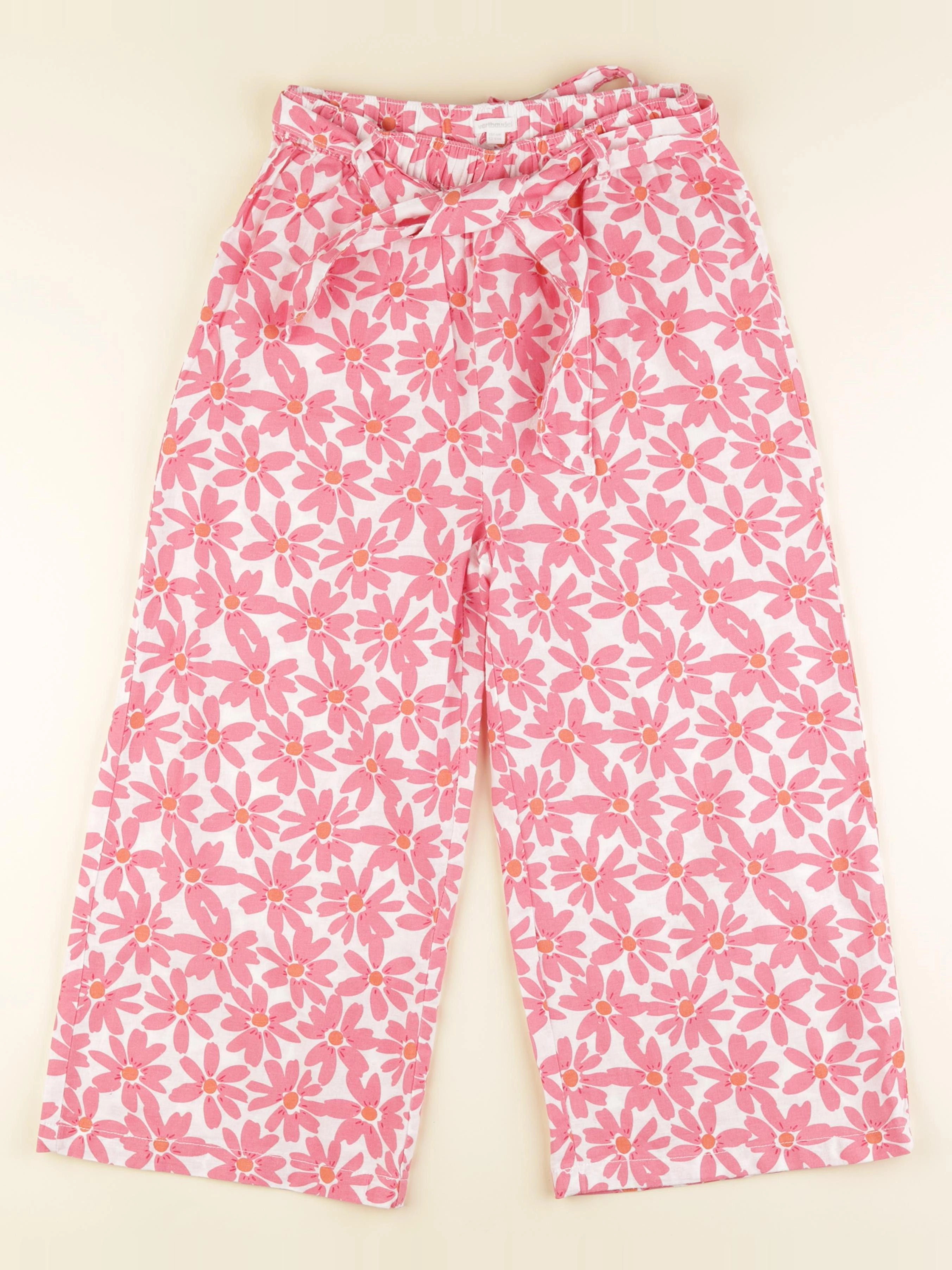 Vertbaudet - pantalon rose, blanc - 12 ans