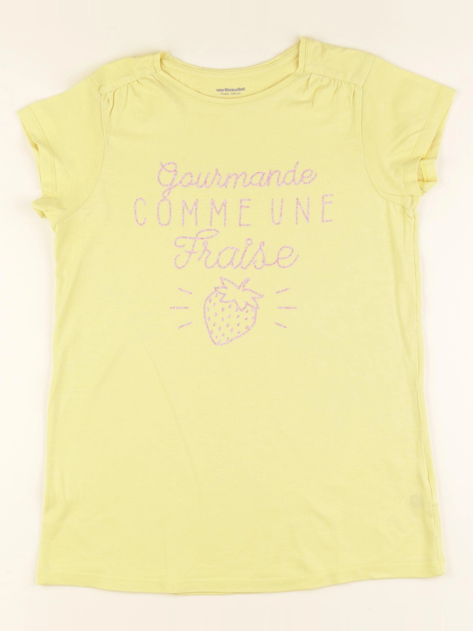 Vertbaudet - tee-shirt jaune - 14 ans