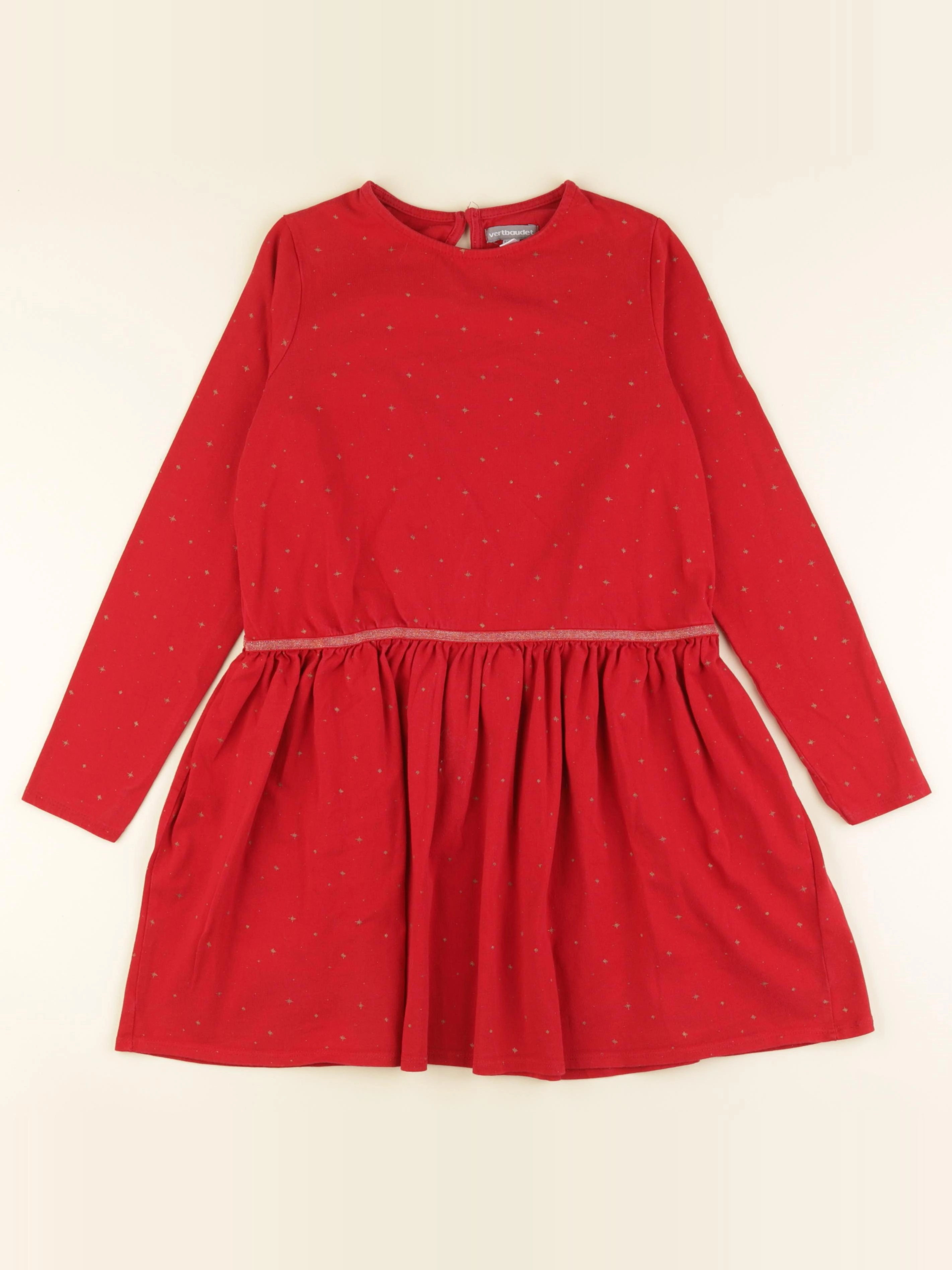 Vertbaudet - robe rouge, or - 10 ans