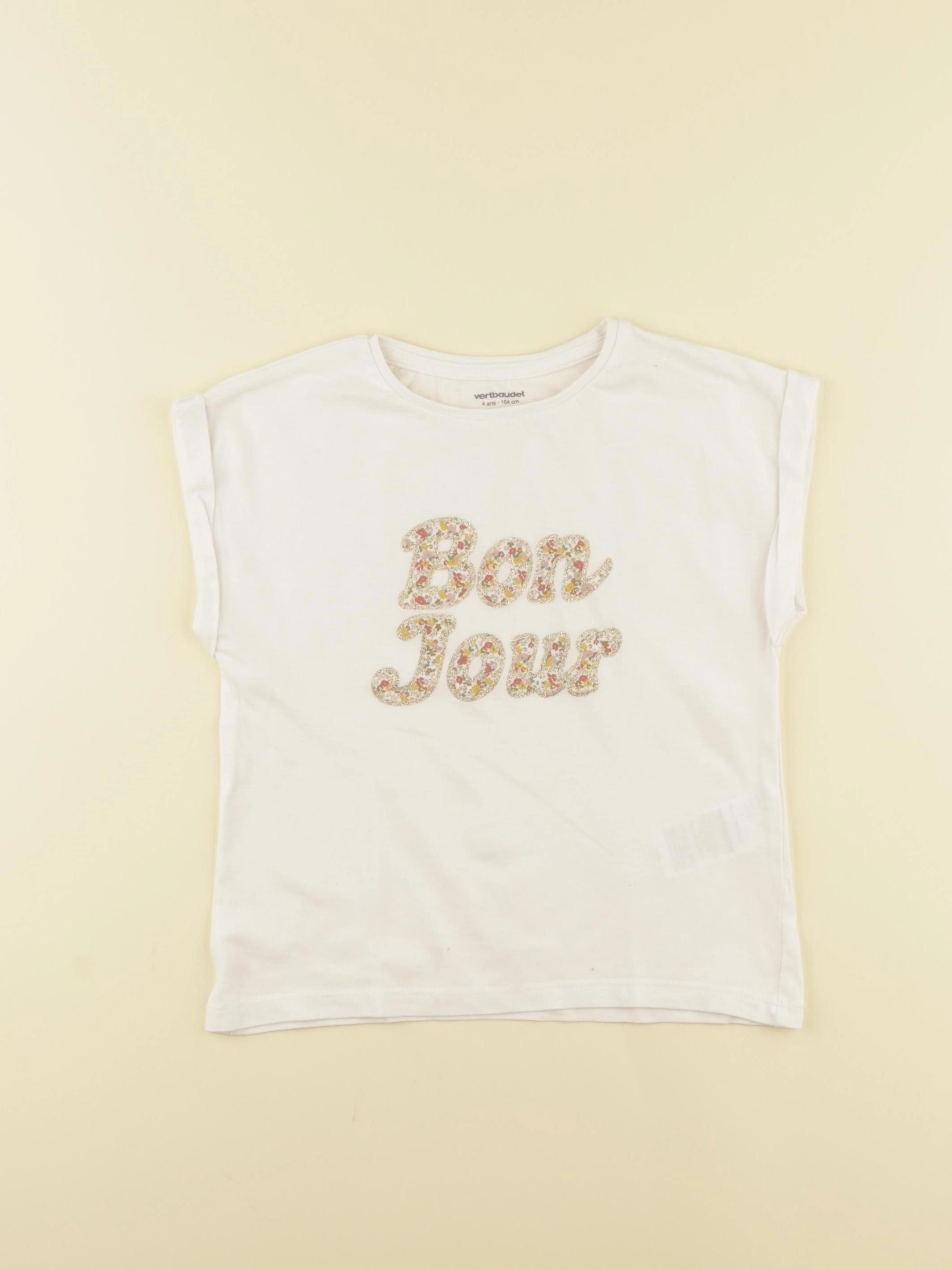 Vertbaudet - tee-shirt blanc - 4 ans
