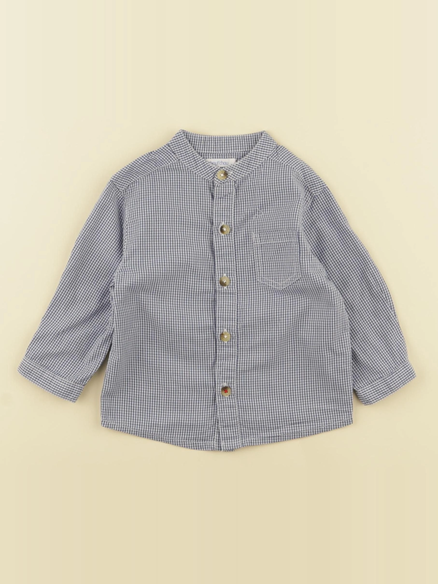 Boutchou - chemise bleu, blanc - 6 mois