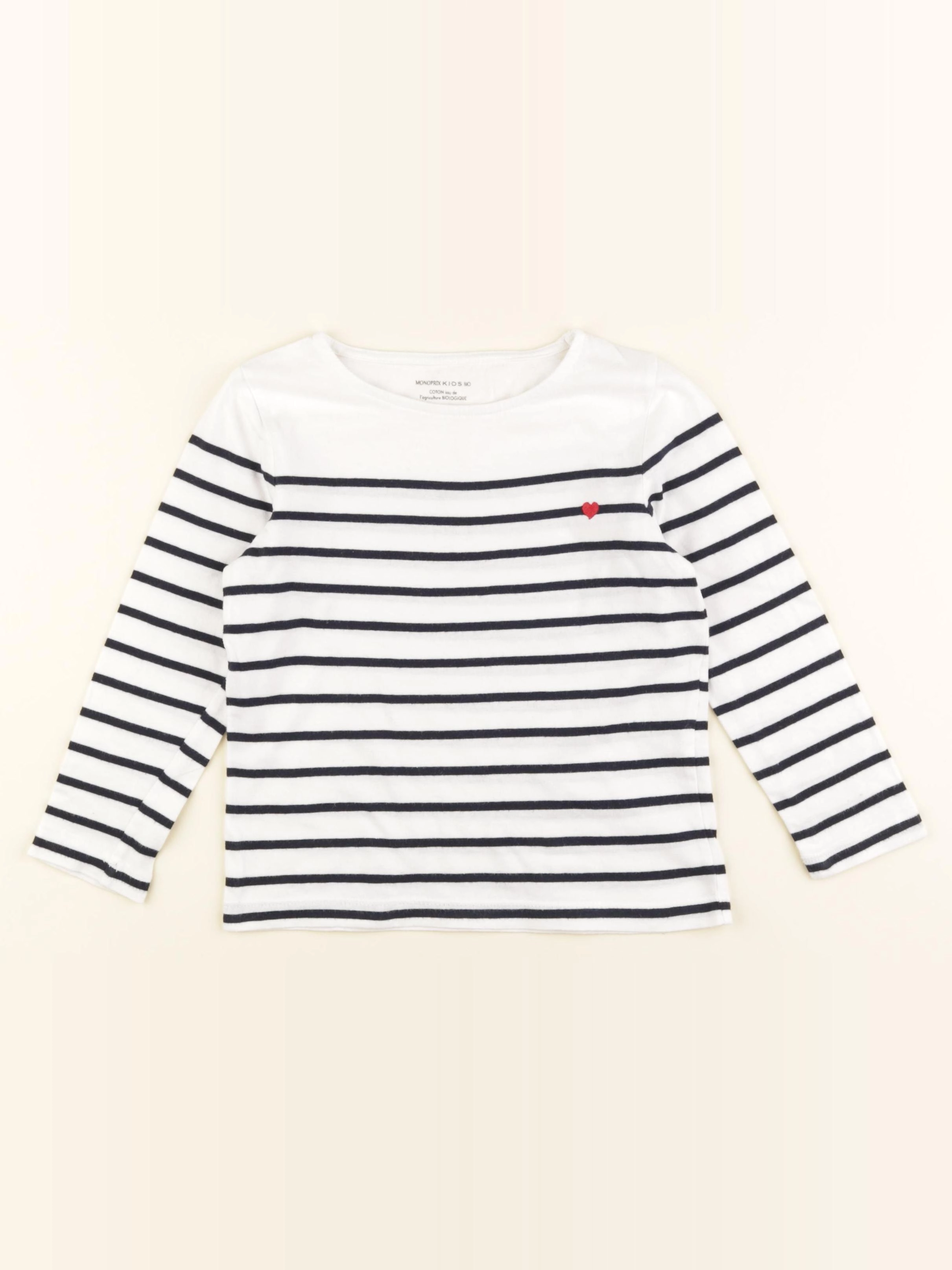 Monoprix - tee-shirt blanc, bleu - 5 ans