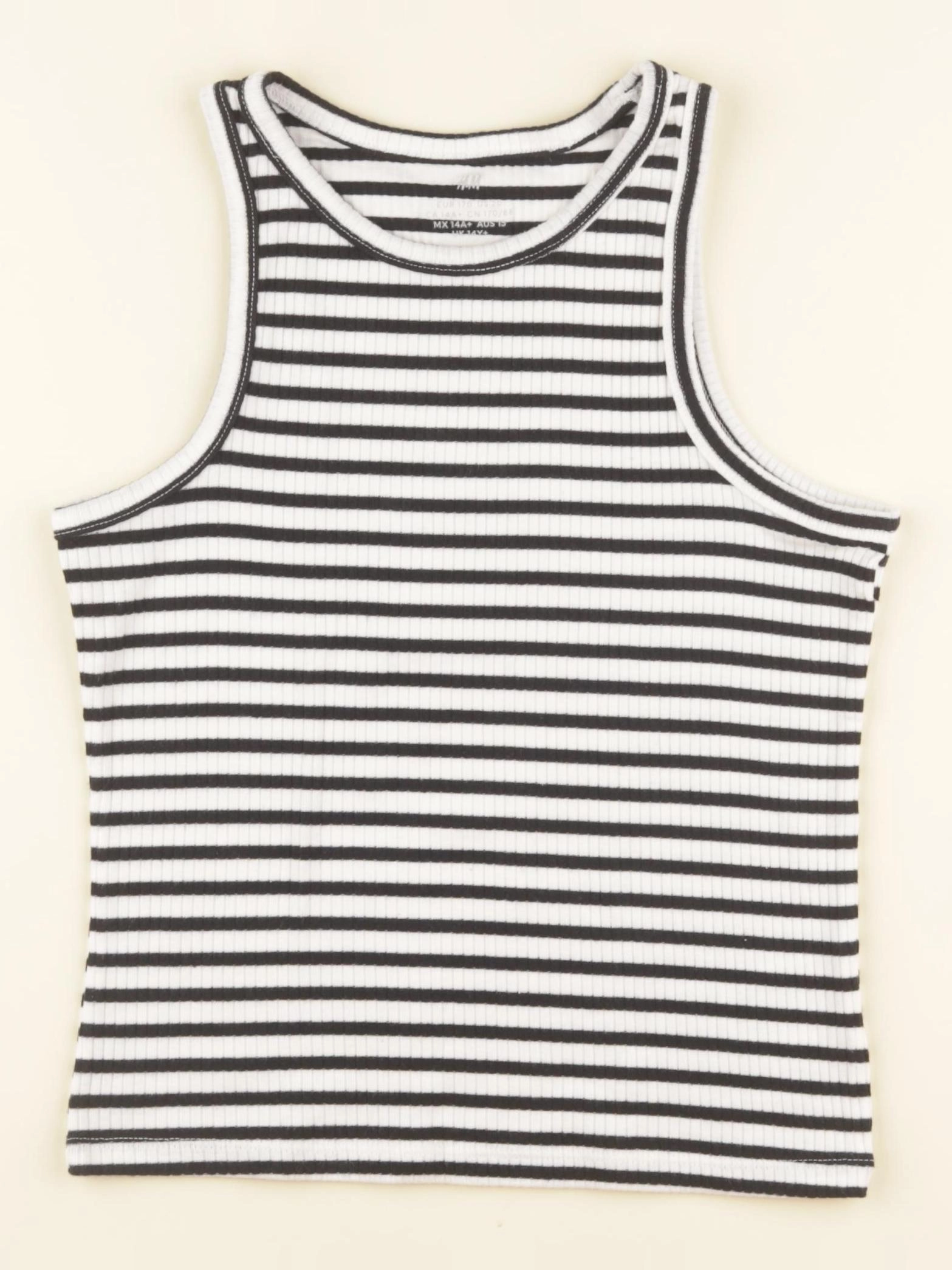 H&M - débardeur blanc, noir - 14 ans