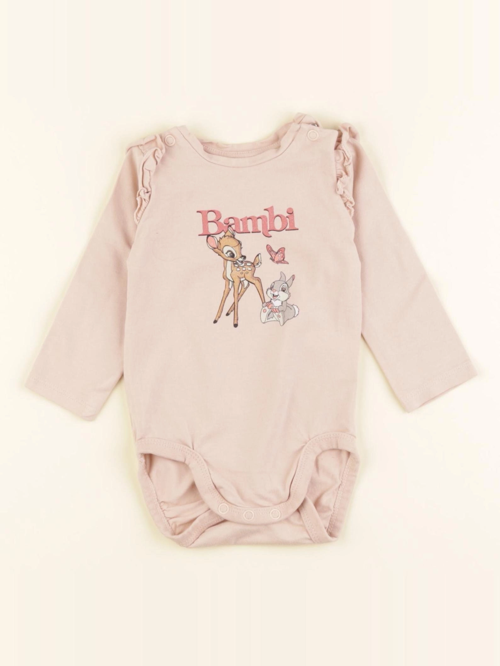 H&M - body tee-shirt rose - 6 mois