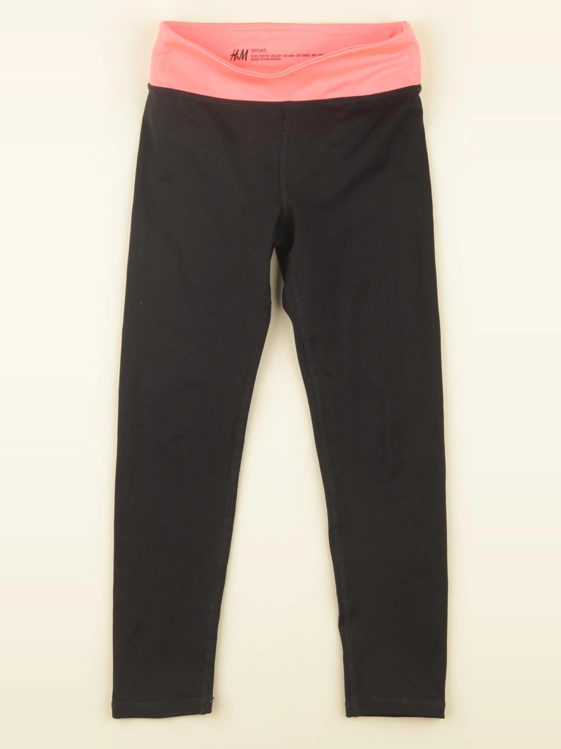 H&M - legging noir, rose - 4/6 ans